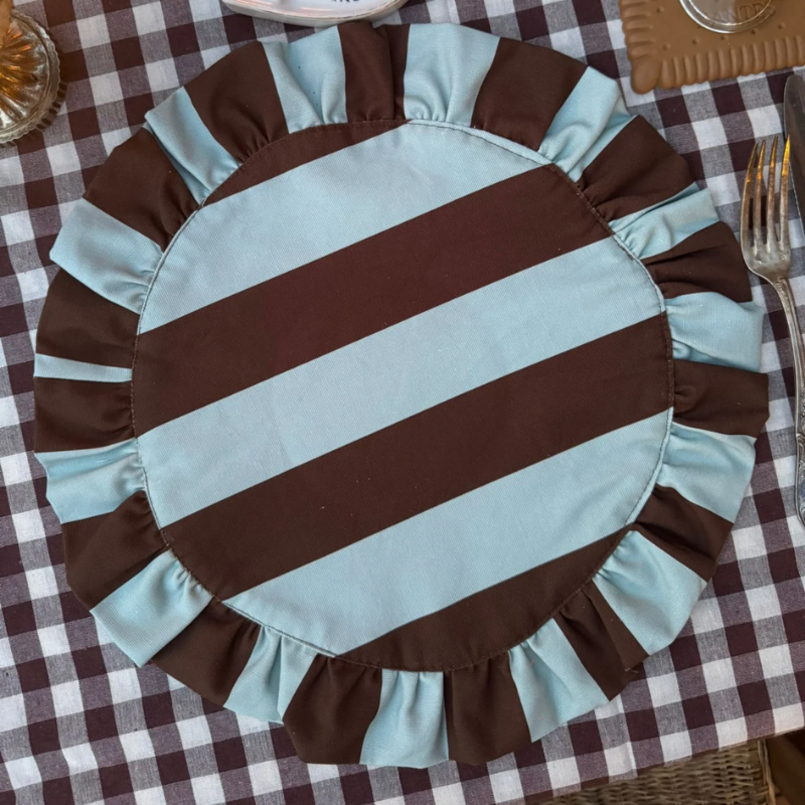 Club Charlotta Placemat - Darcy - bruin/blauw (set van 2)