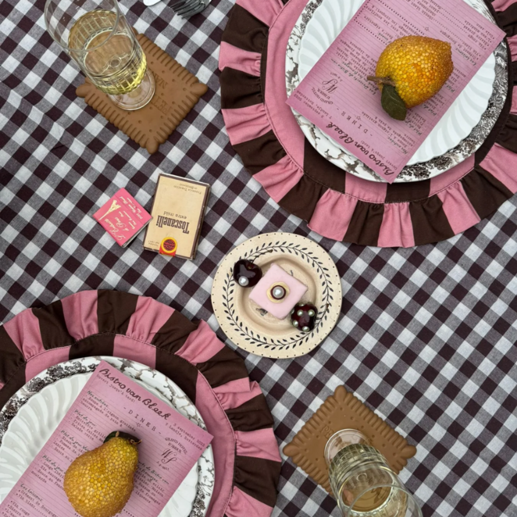 Club Charlotta Placemat - Darcy - bruin/roze (set van 2)