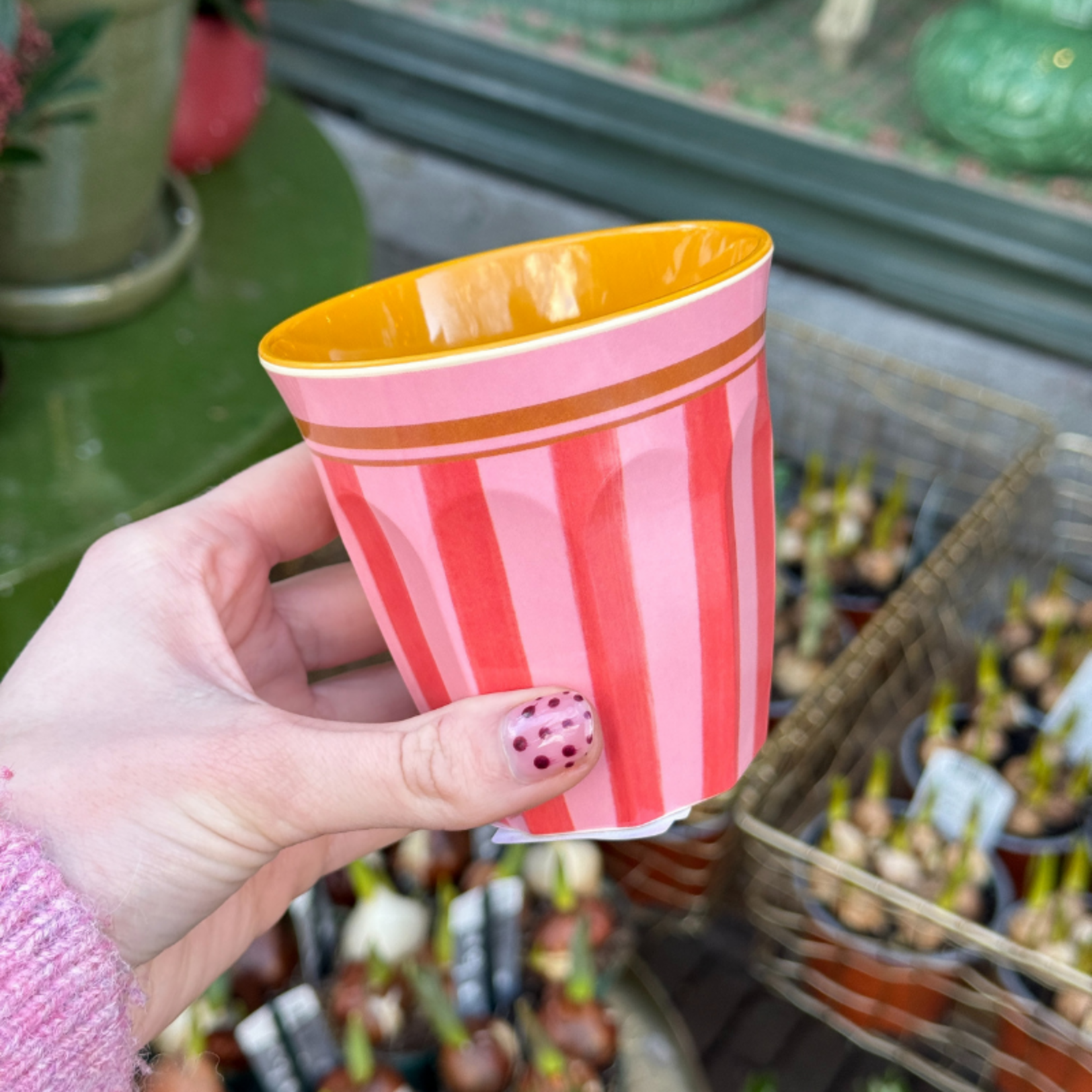 Beker - Bo - Streep - roze/rood