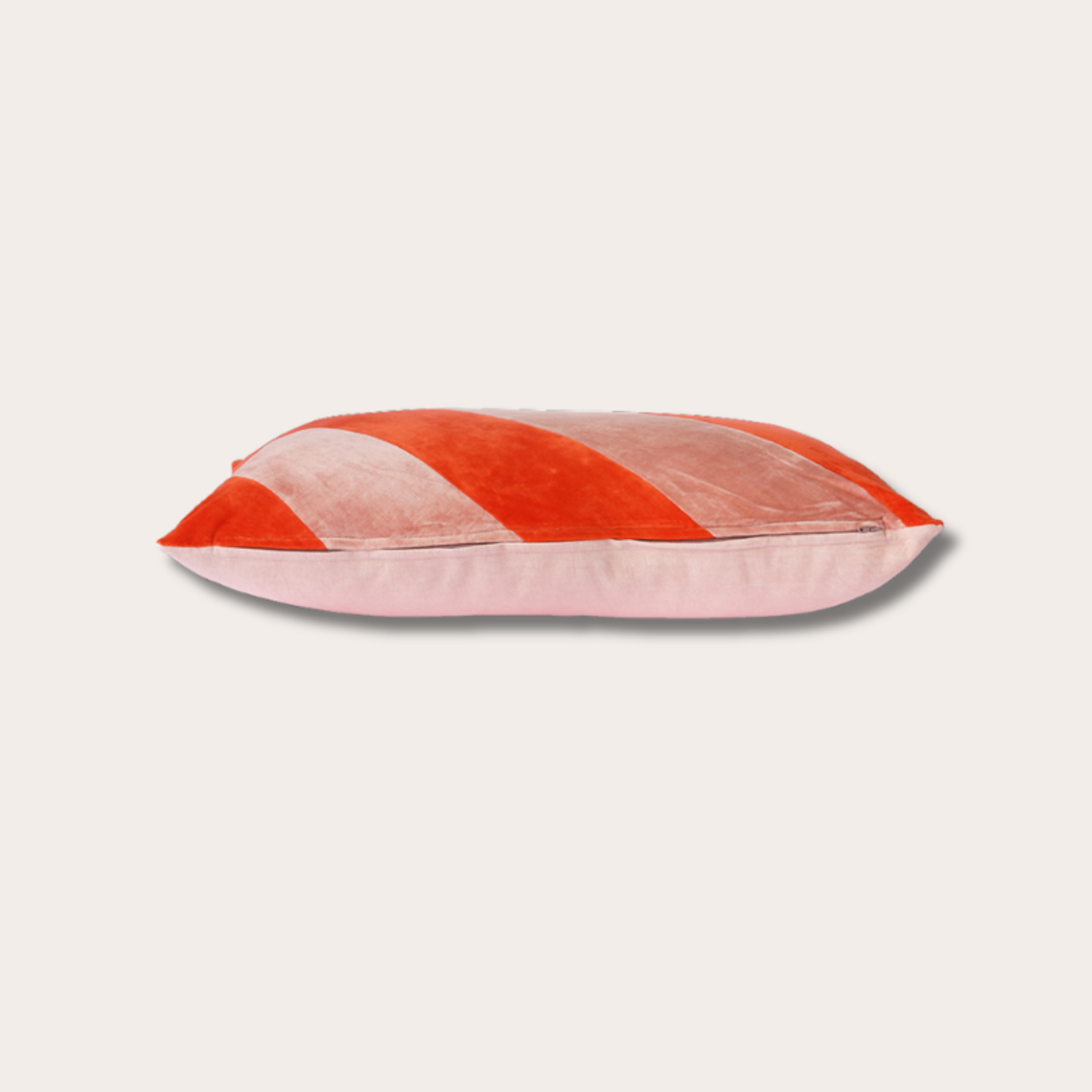 HKliving HKliving kussen - Striped velvet cushion red/ pink