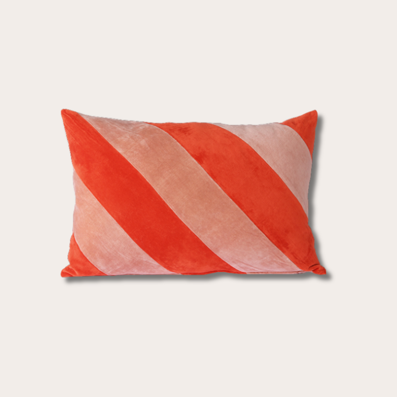 HKliving HKliving kussen - Striped velvet cushion red/ pink