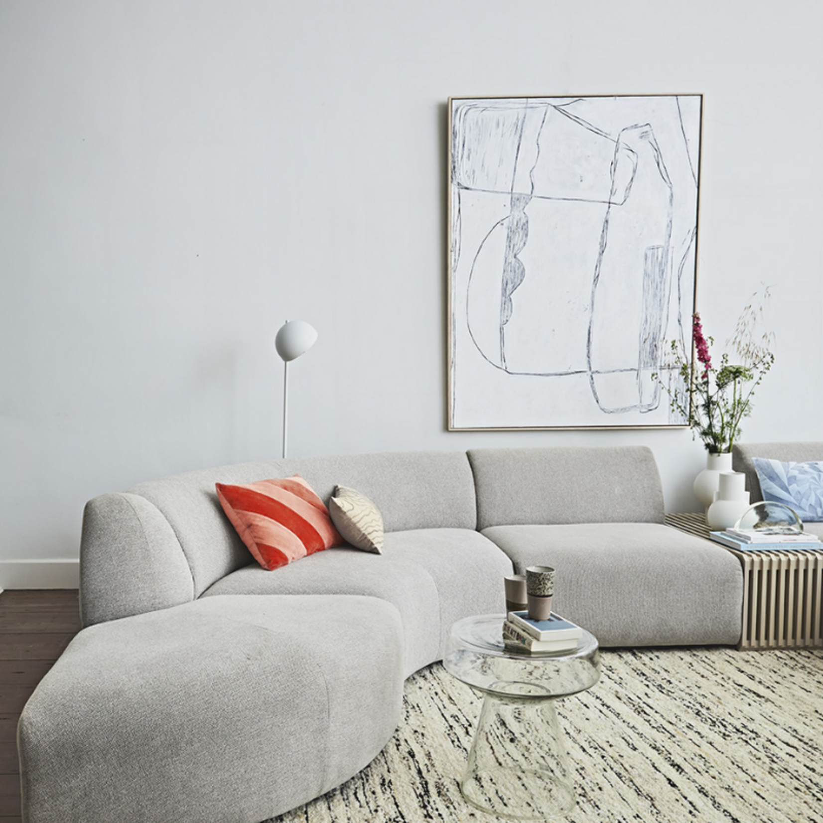 HKliving HKliving kussen - Striped velvet cushion red/ pink