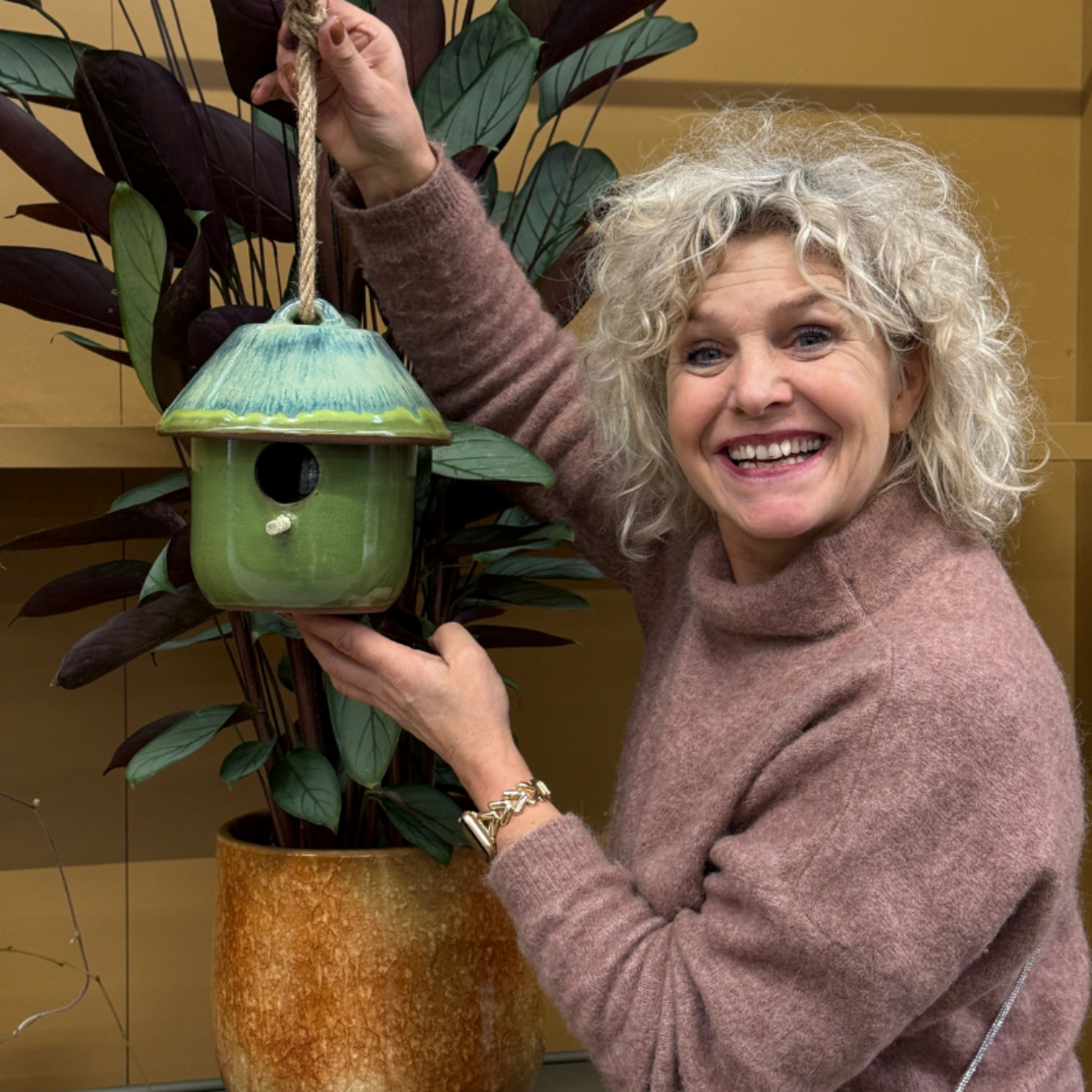 Vogelhuis - Teun - Keramiek - groen/blauw