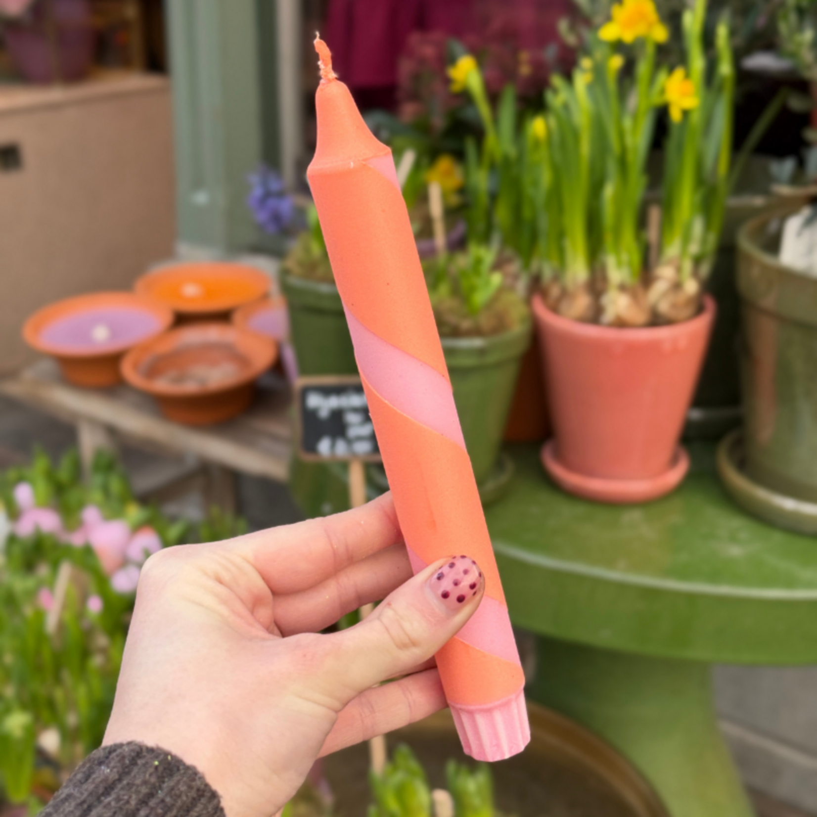 Kaars - Essence - roze/oranje - spiraal
