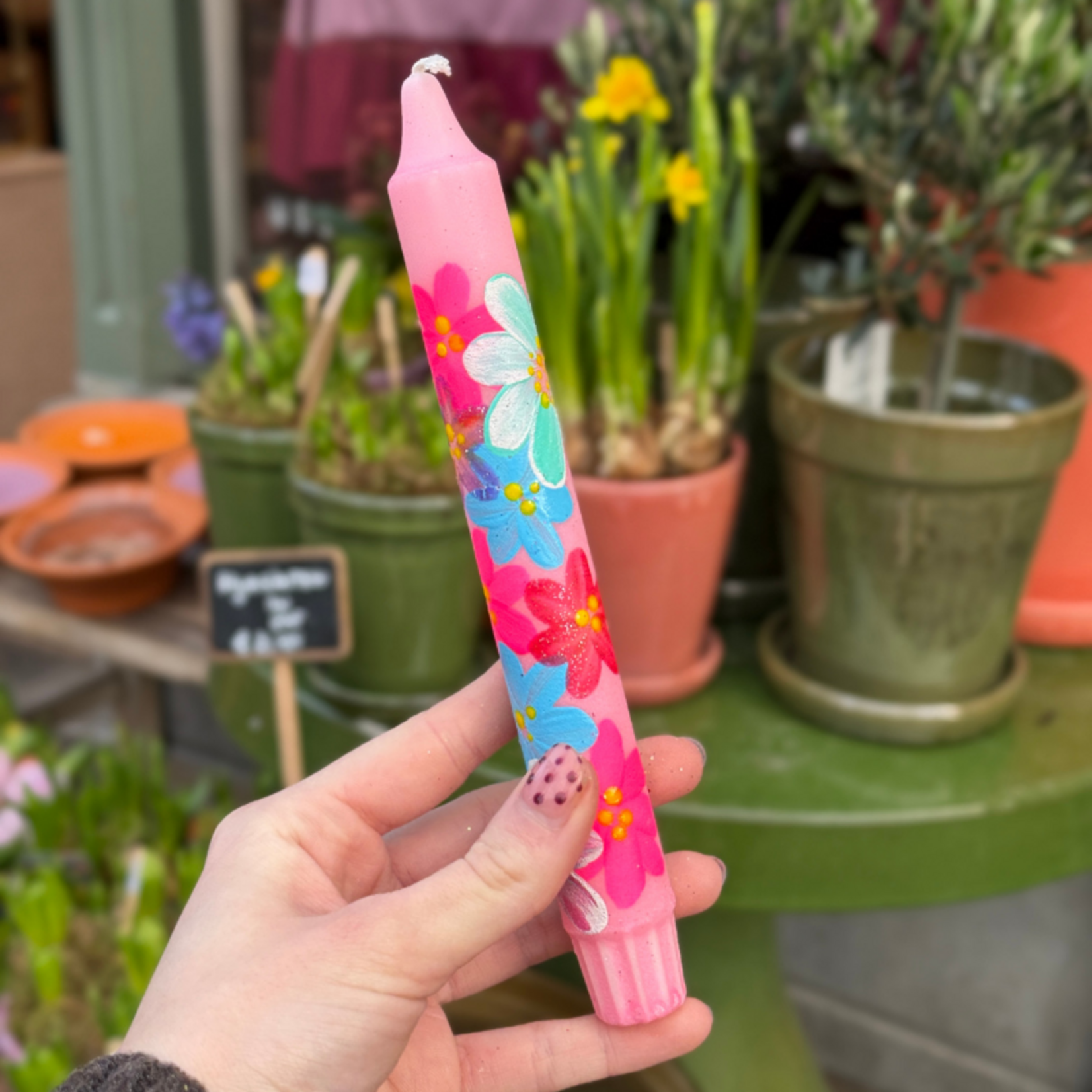 Kaars - Essence - roze - bloemen