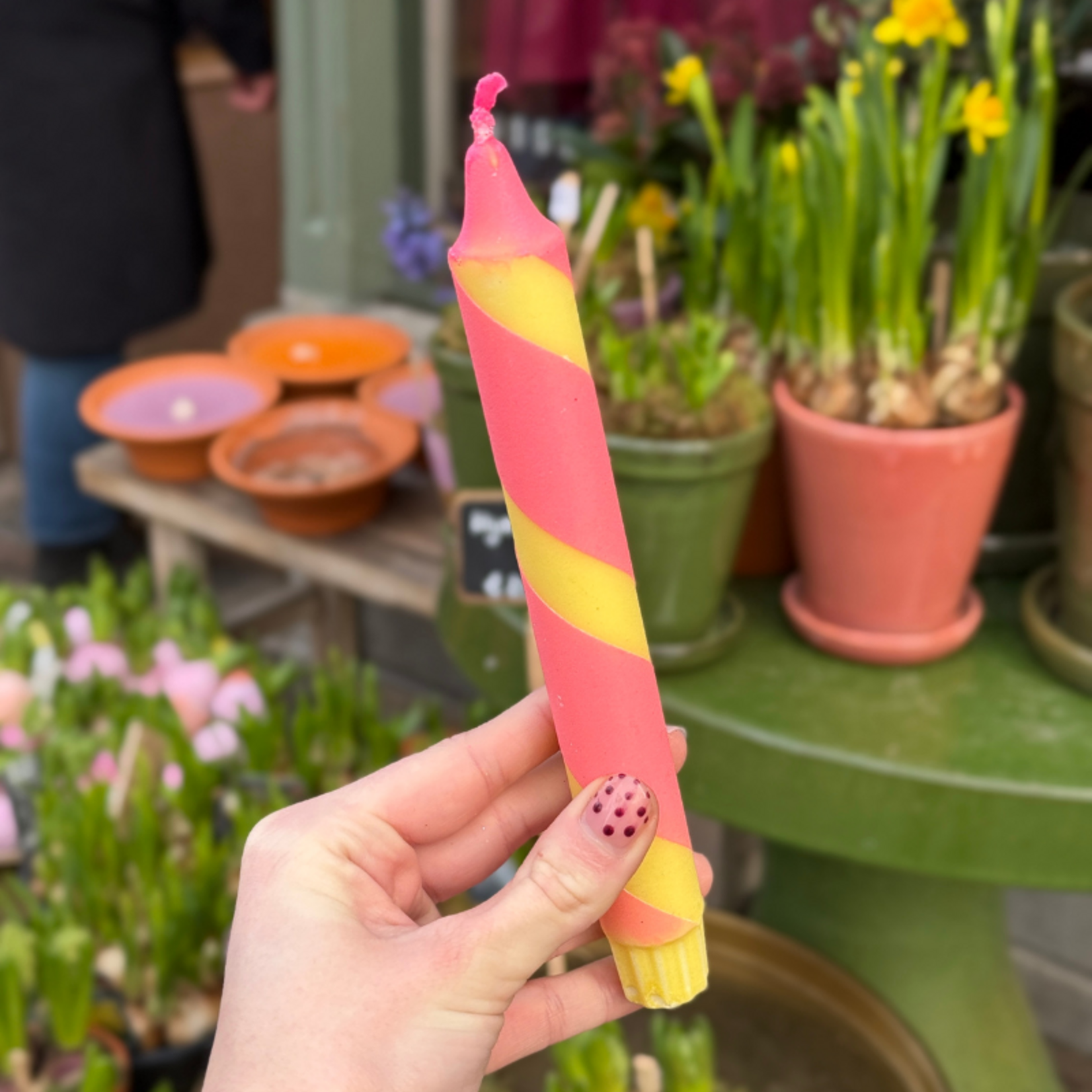 Kaars - Essence - roze/geel - spiraal