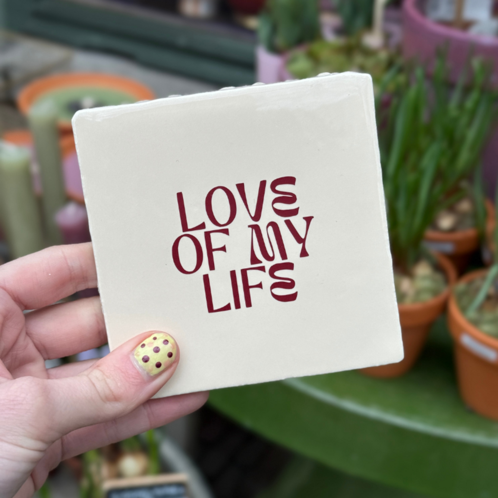 Tegeltje - Love of my life - beige/burgundy