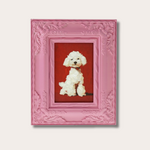 Schilderij hond Remi - roze