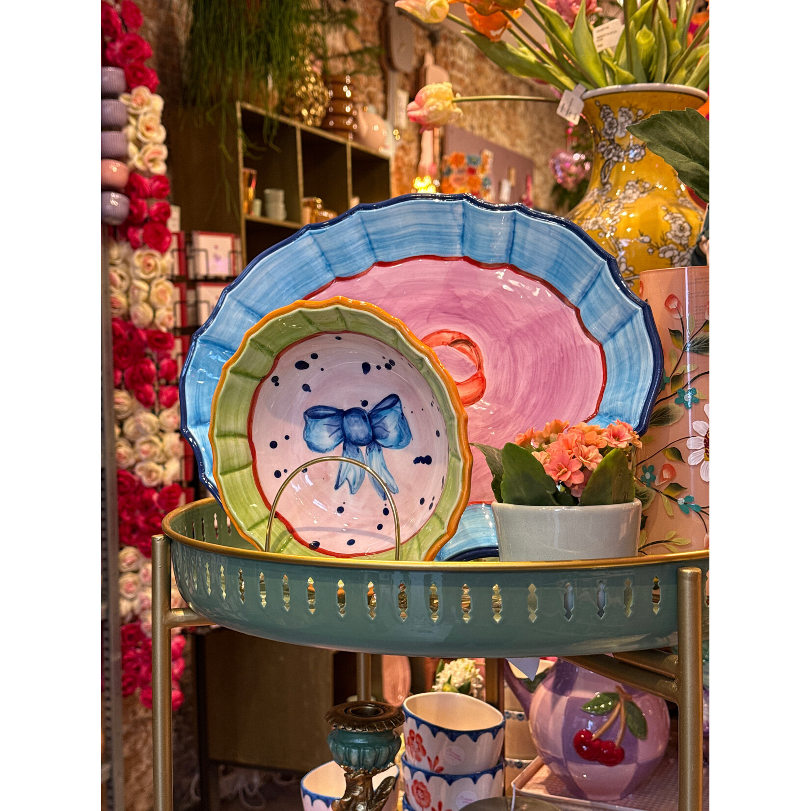 Ovale Serveerschaal - Strik - Paars/Blauw