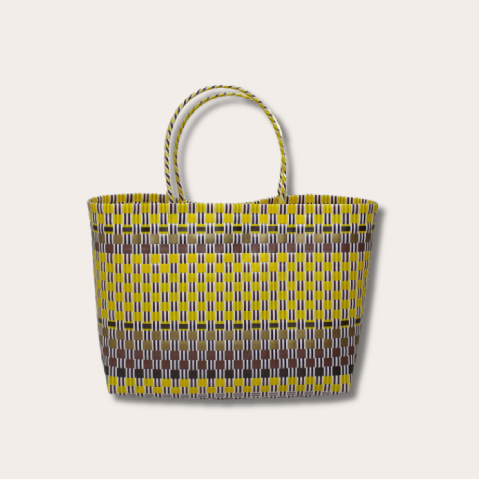 Gevlochten Shopper - Okergeel/Bruin