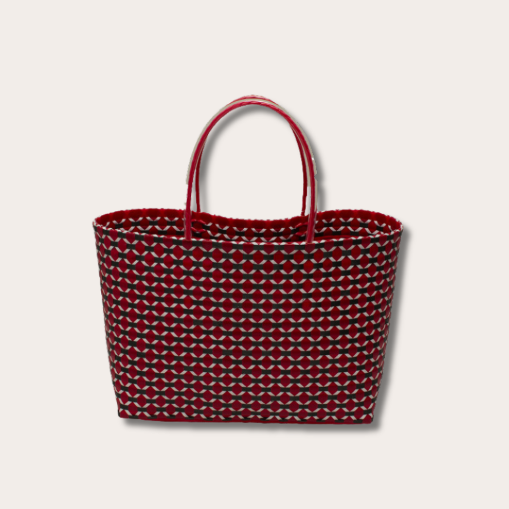 Gevlochten Shopper - Rood/Zwart