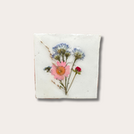 Droogbloemen tegel - wit - roze bloem