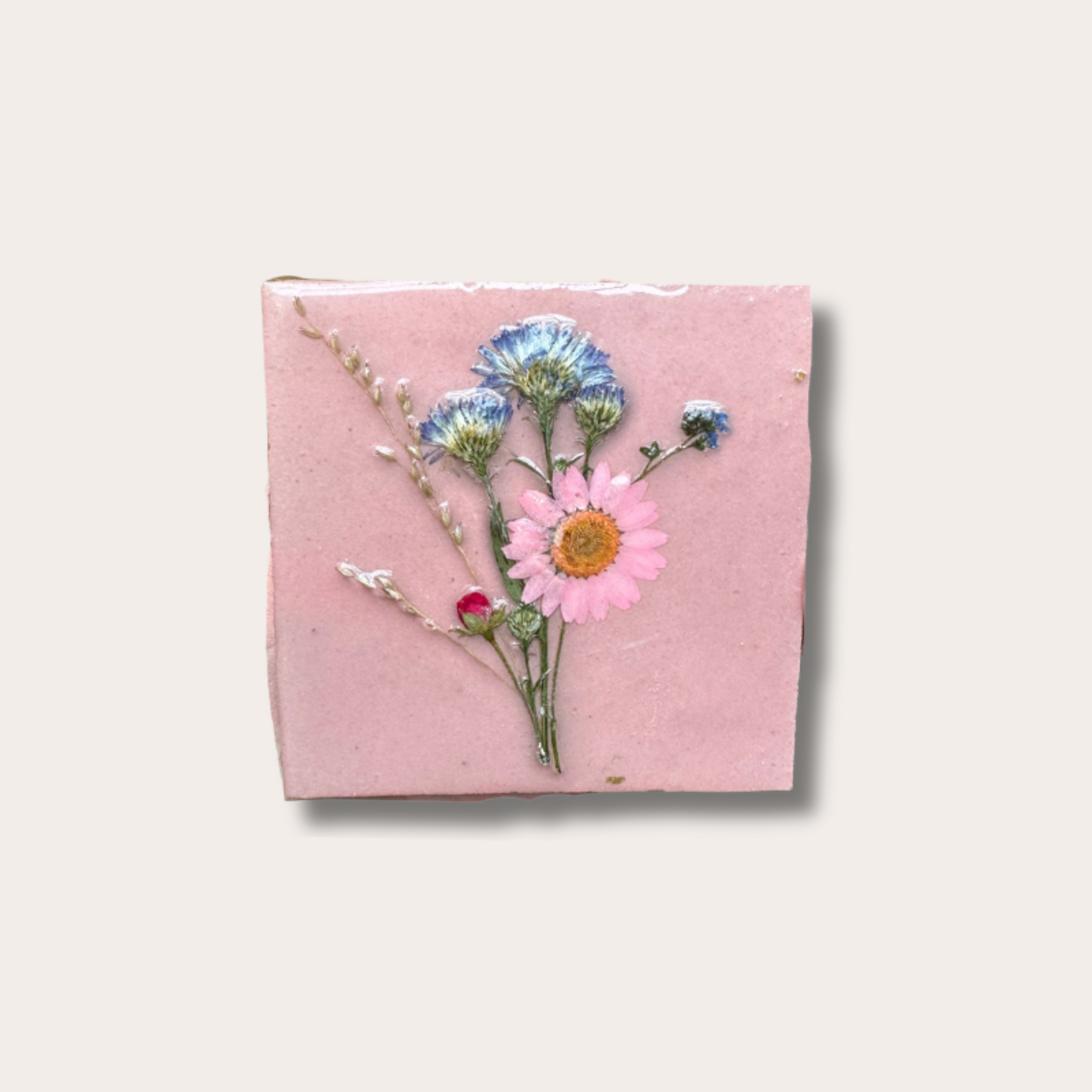 Droogbloemen tegel - oudroze - roze bloem