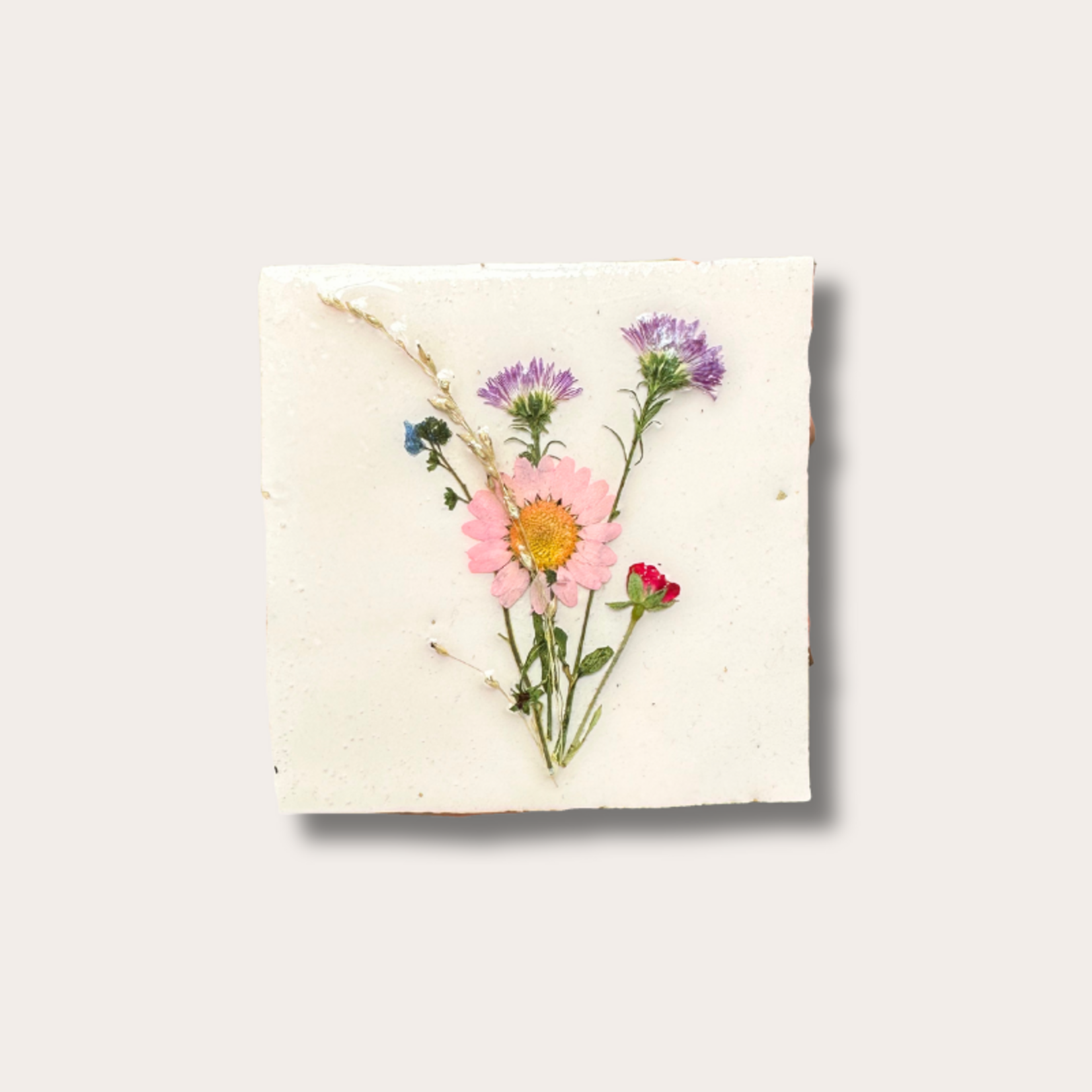 Droogbloemen tegel - lichtroze - roze bloem