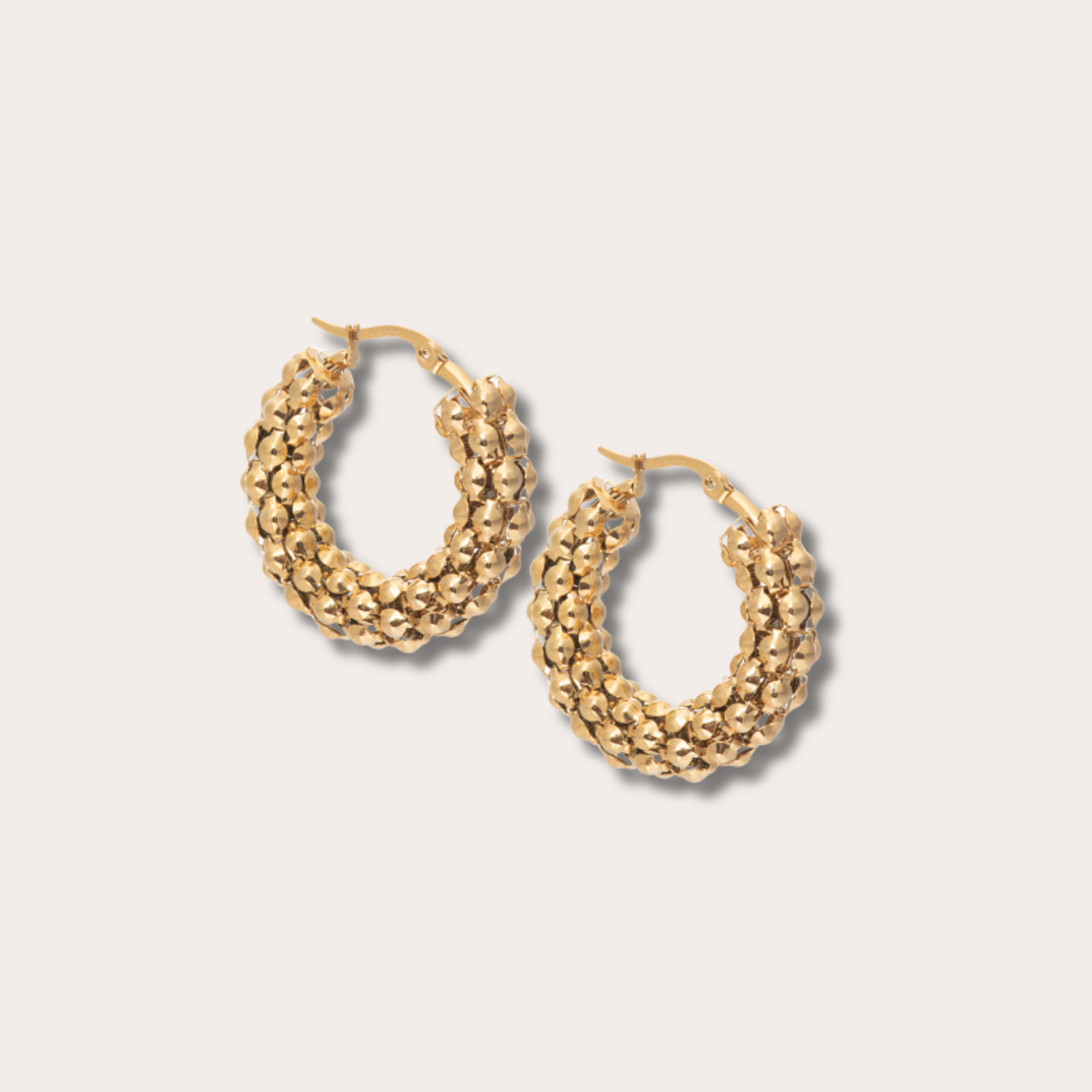 Vergulde oorringen geometrisch medium (3.5cm)