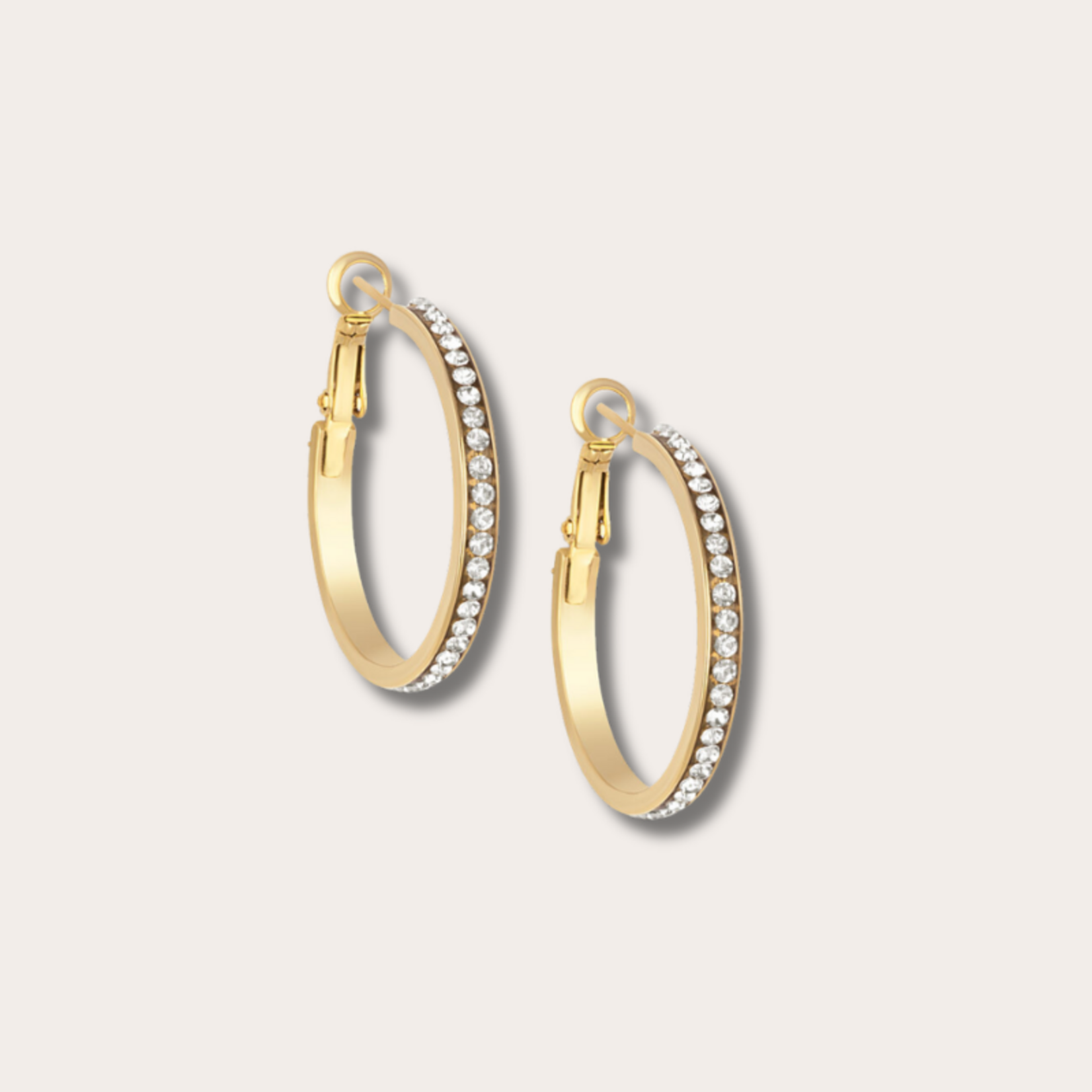 Vergulde oorringen met strass medium (2.9cm)