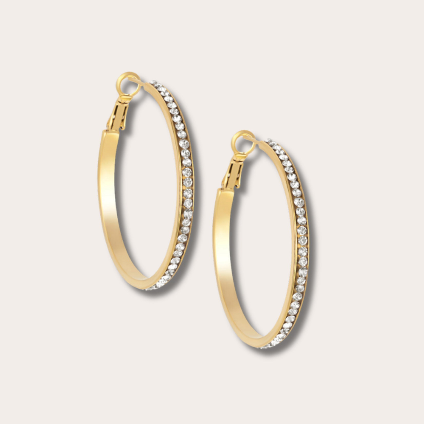 Vergulde oorringen met strass large (4cm)