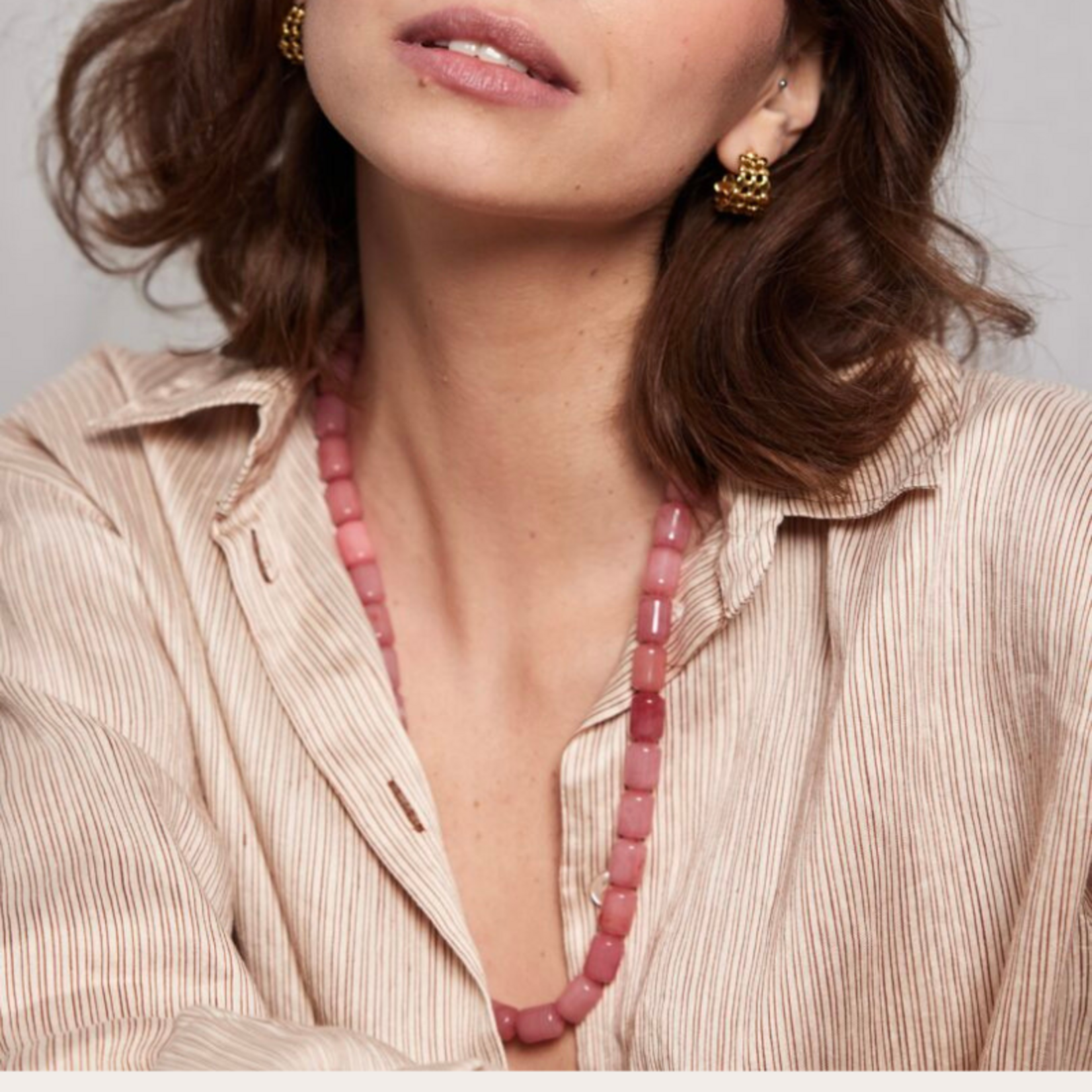 Gemstone ketting - warm roze