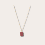 Ketting met gemstone hanger - warm roze
