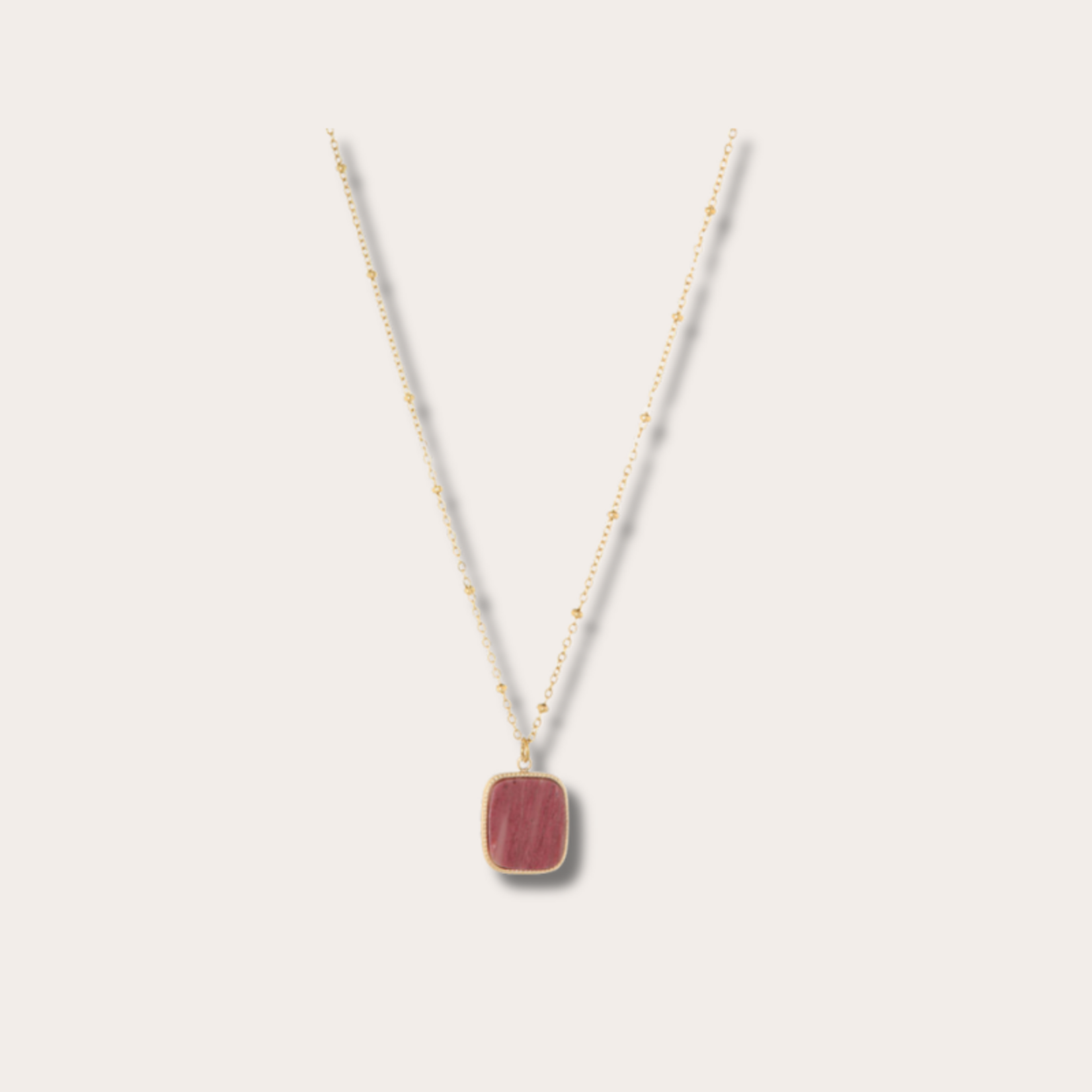 Ketting met gemstone hanger - warm roze