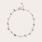 Fijn kort kettinkje met edelsteentjes - zeegroen