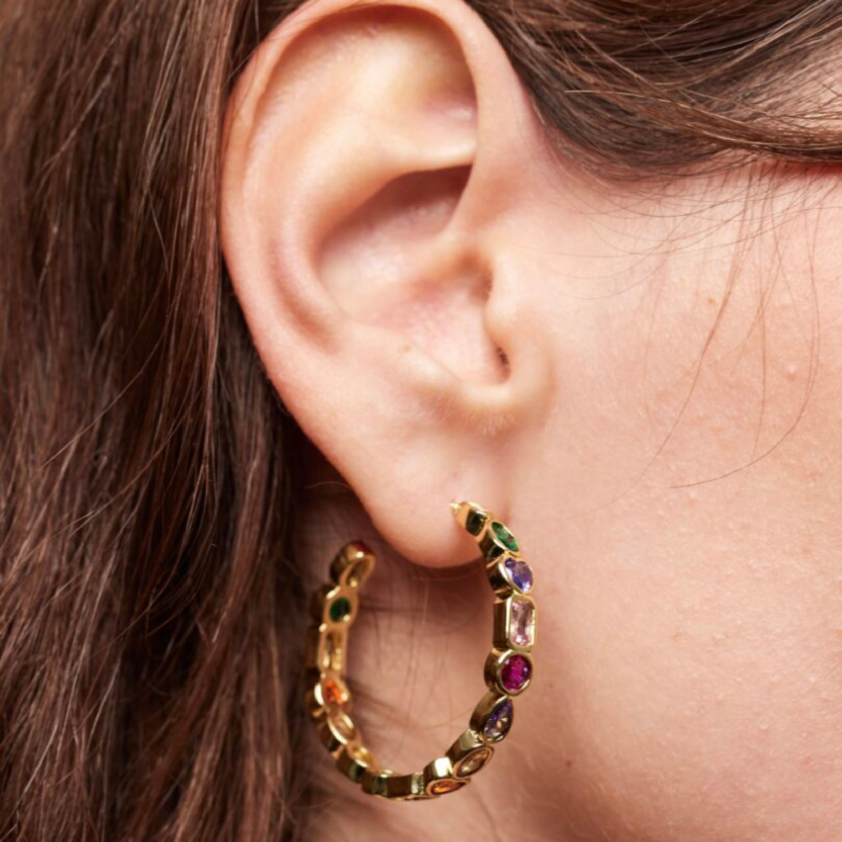 Ellen Beekmans Oorringen Strass Multicolor (3.5cm)