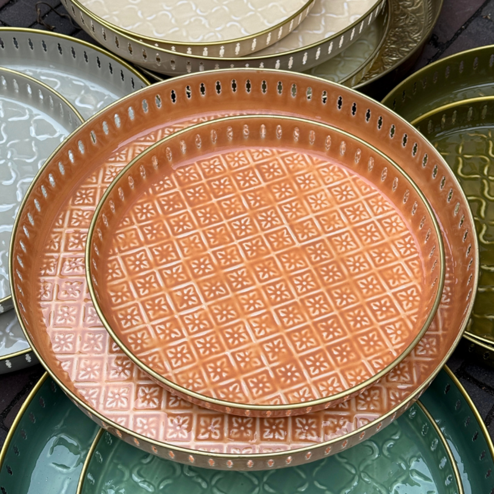 Dienblad Riviera - terracotta - S - flower