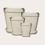 Geglazuurde pot met schotel - Abby - beige