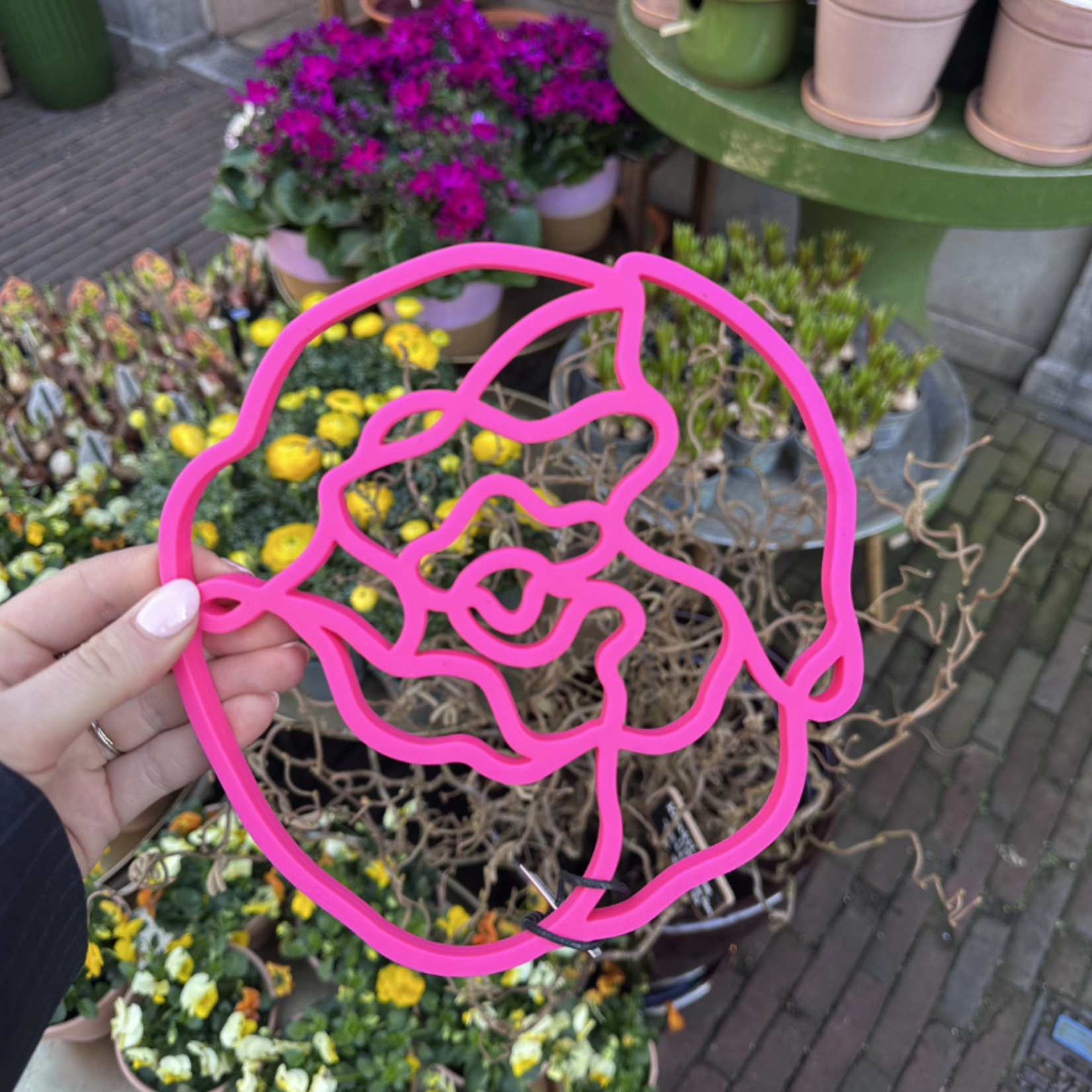 Bloemen onderzetter - Peony Dark Pink