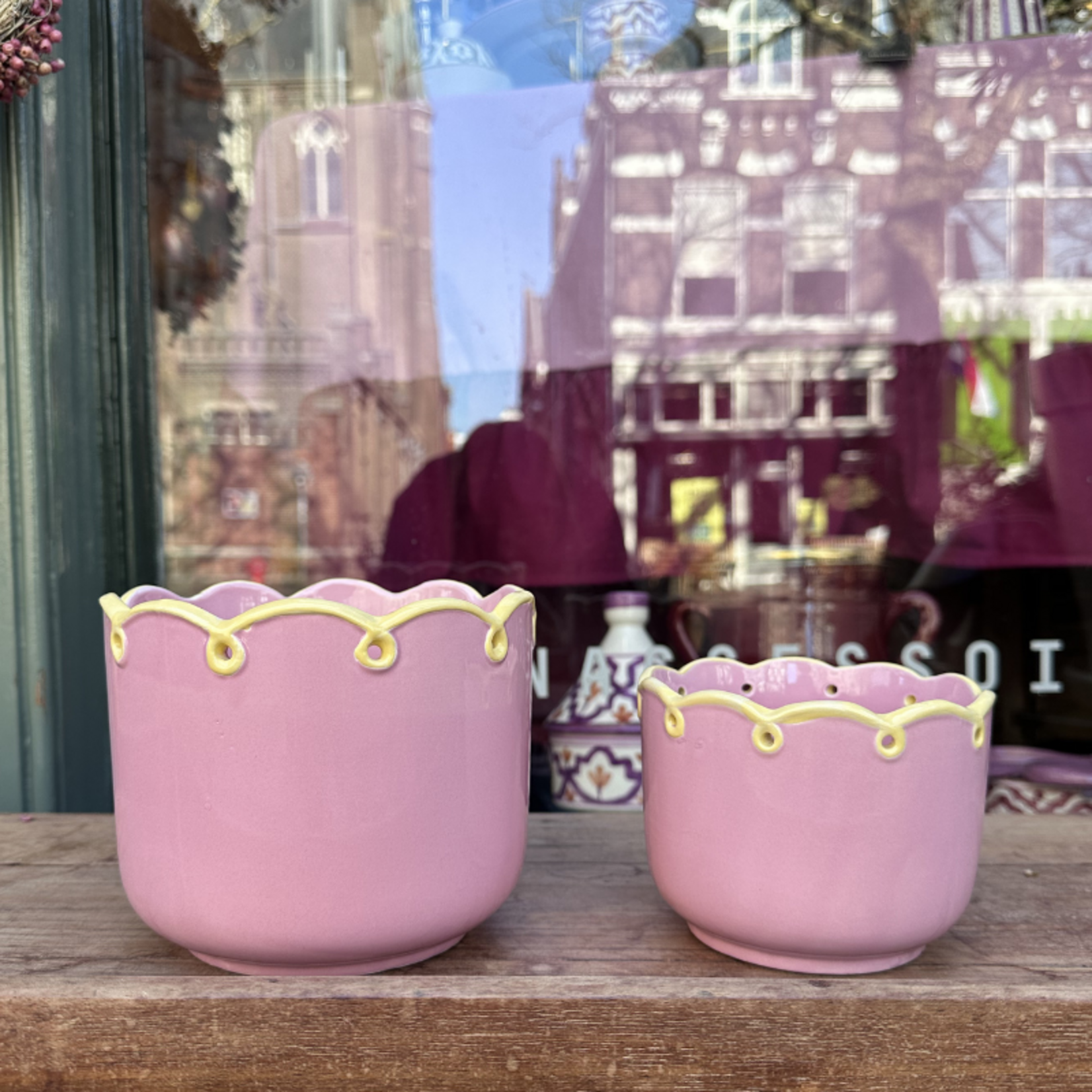 Pot ruffle - Roze/geel