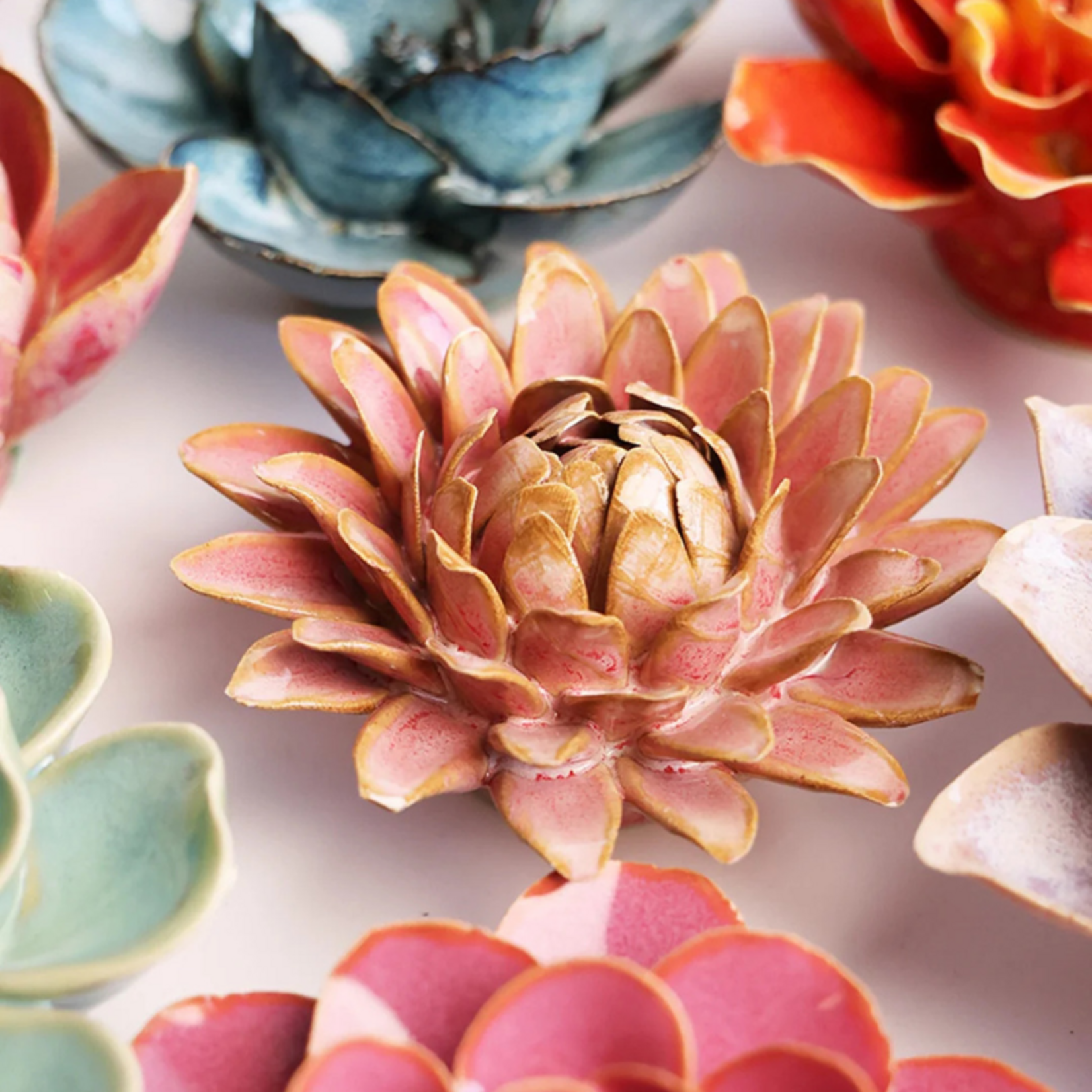 Keramieken bloem - Strawflower - Lichtroze