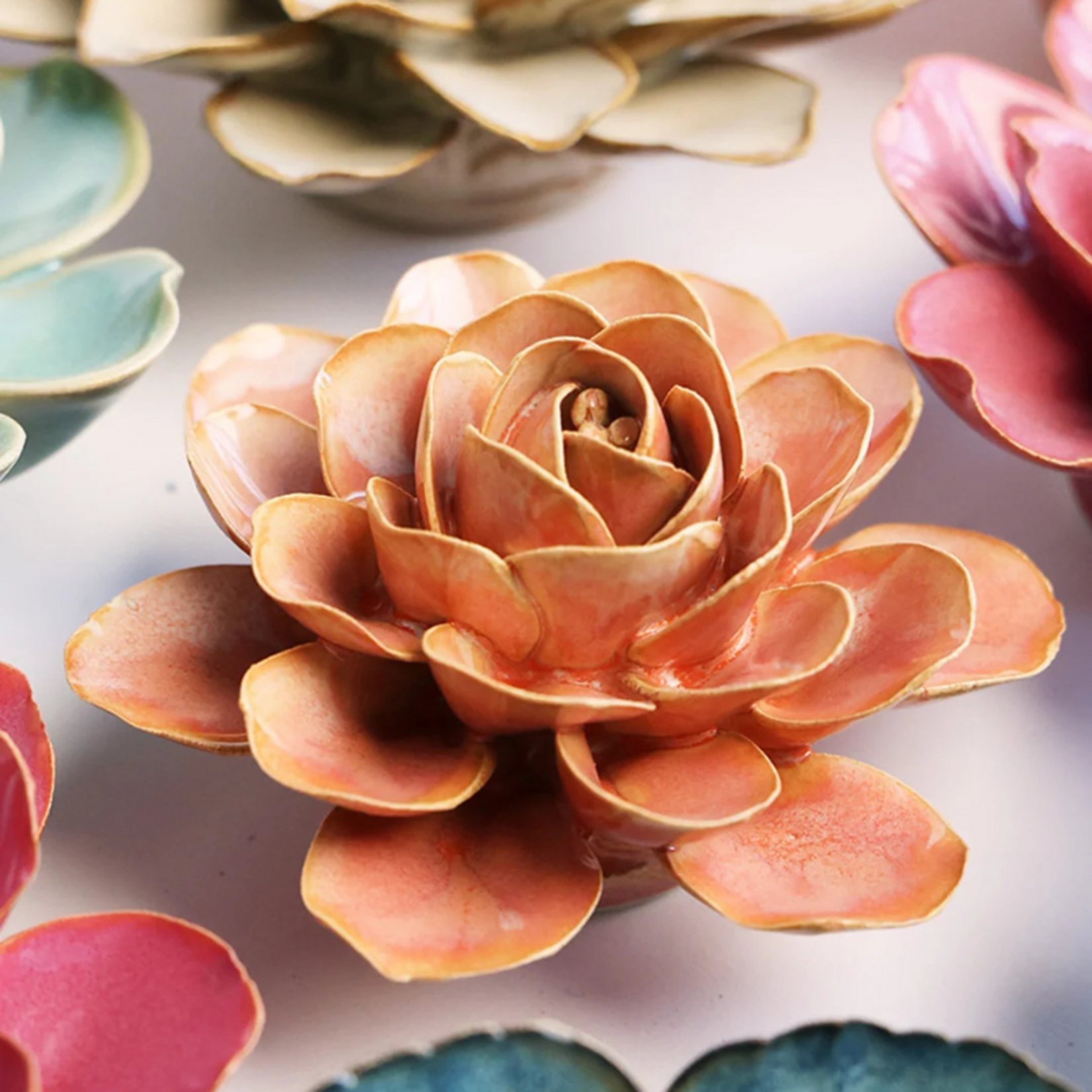 Keramieken bloem - Begonia - Perzikroze