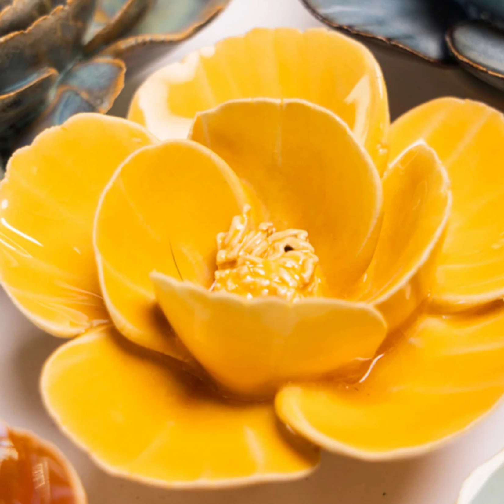 Keramieken bloem - Klaproos - Geel