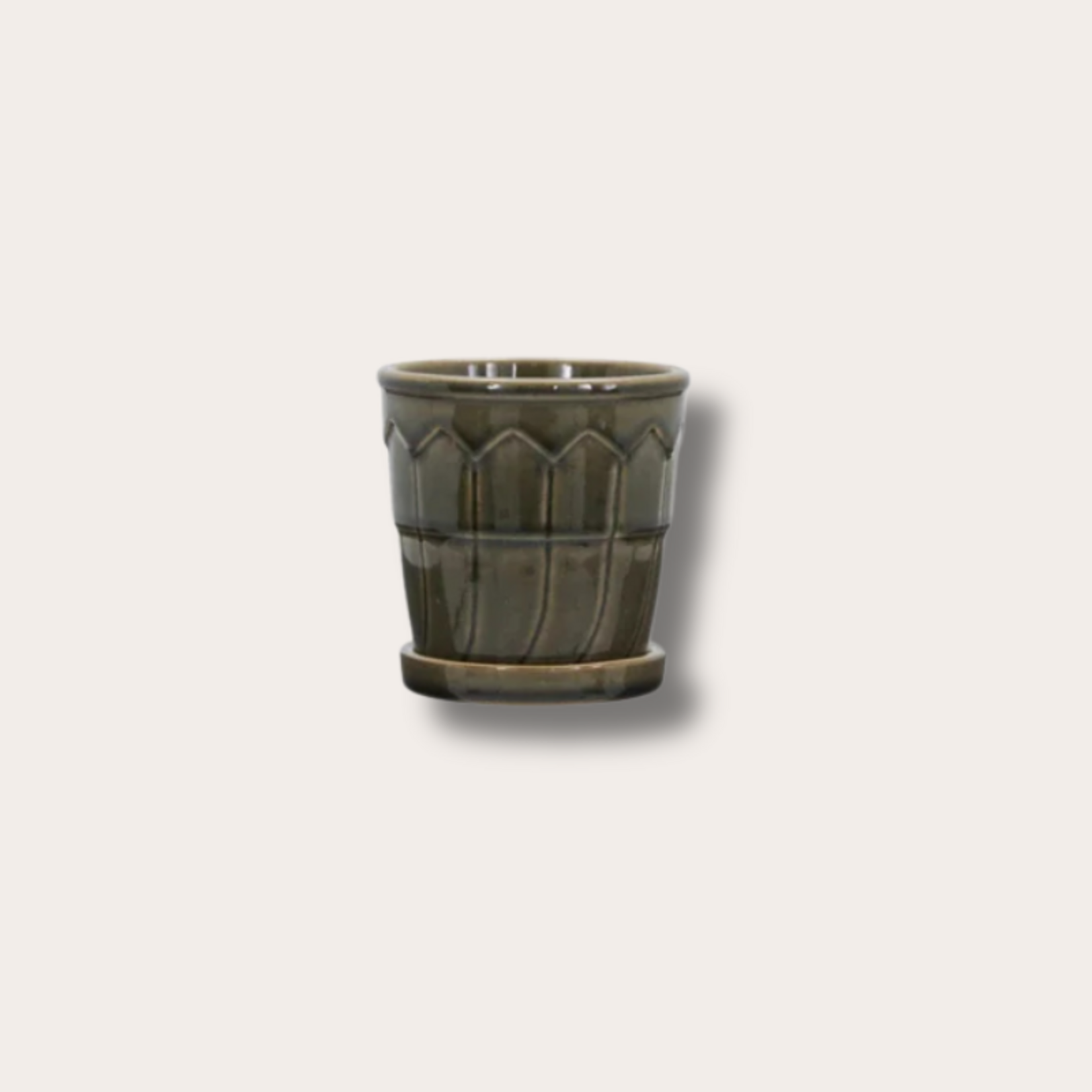 Pot met schotel - Cora - Groen