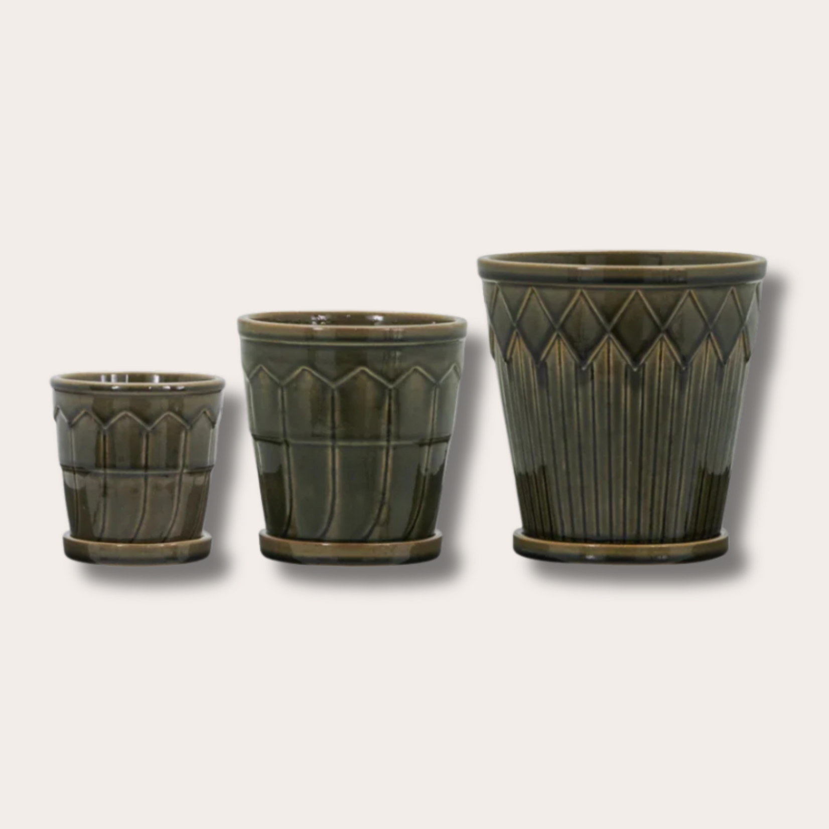 Pot met schotel - Cora - Groen