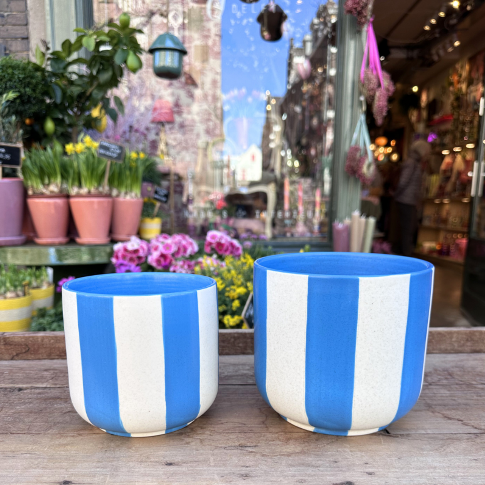 Pot - Bella - Streep - Blauw/wit