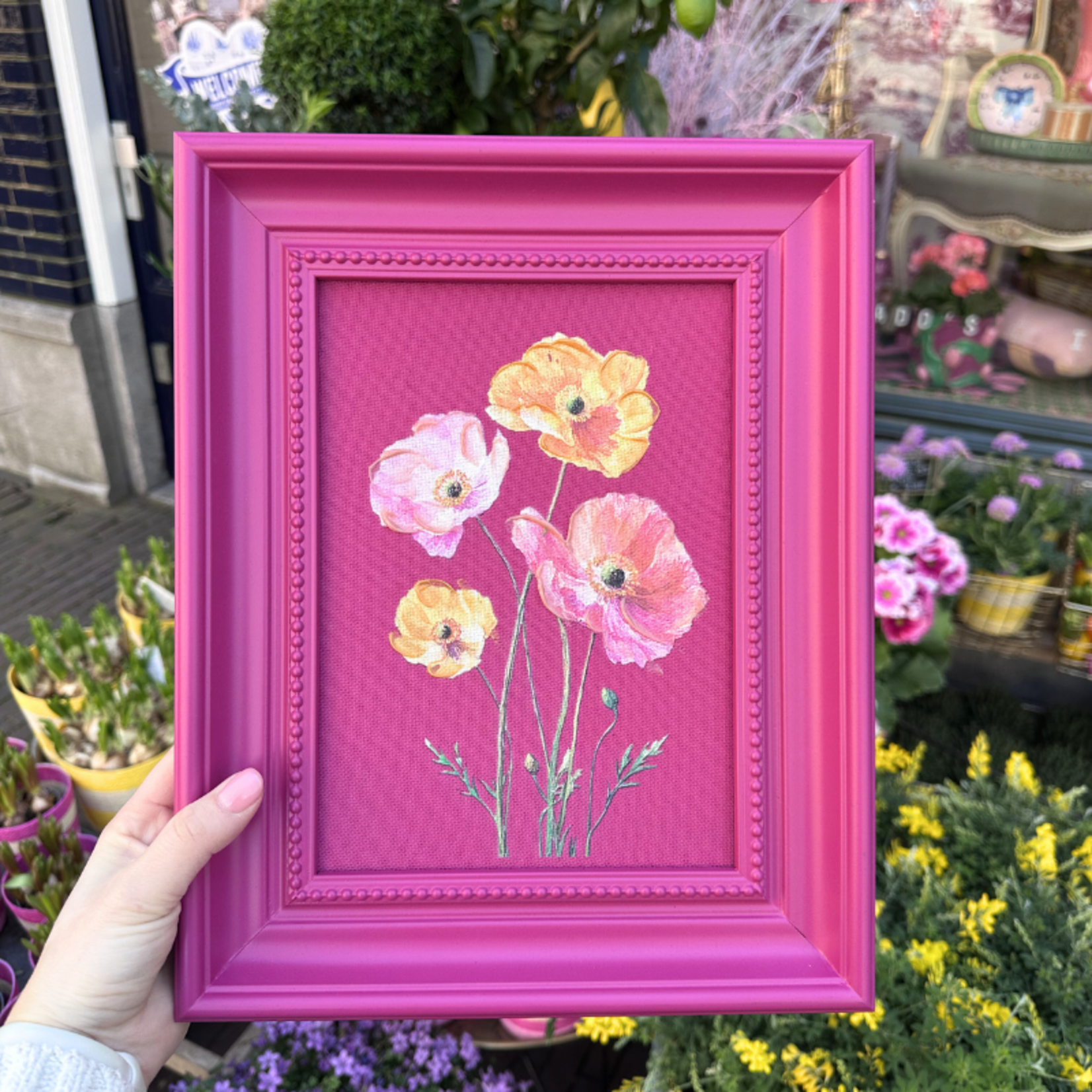 Schilderij - Bloemen - Roze