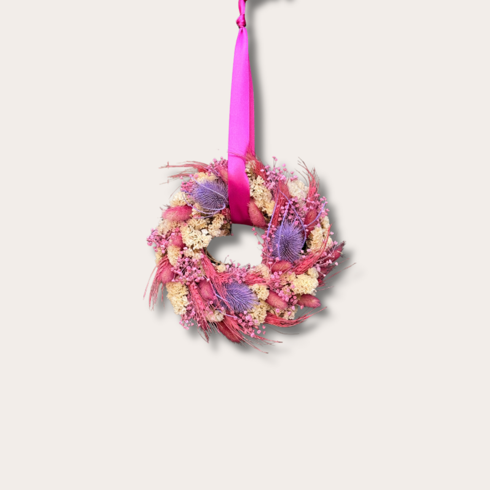 Krans - Droogbloemen - Roze - XS