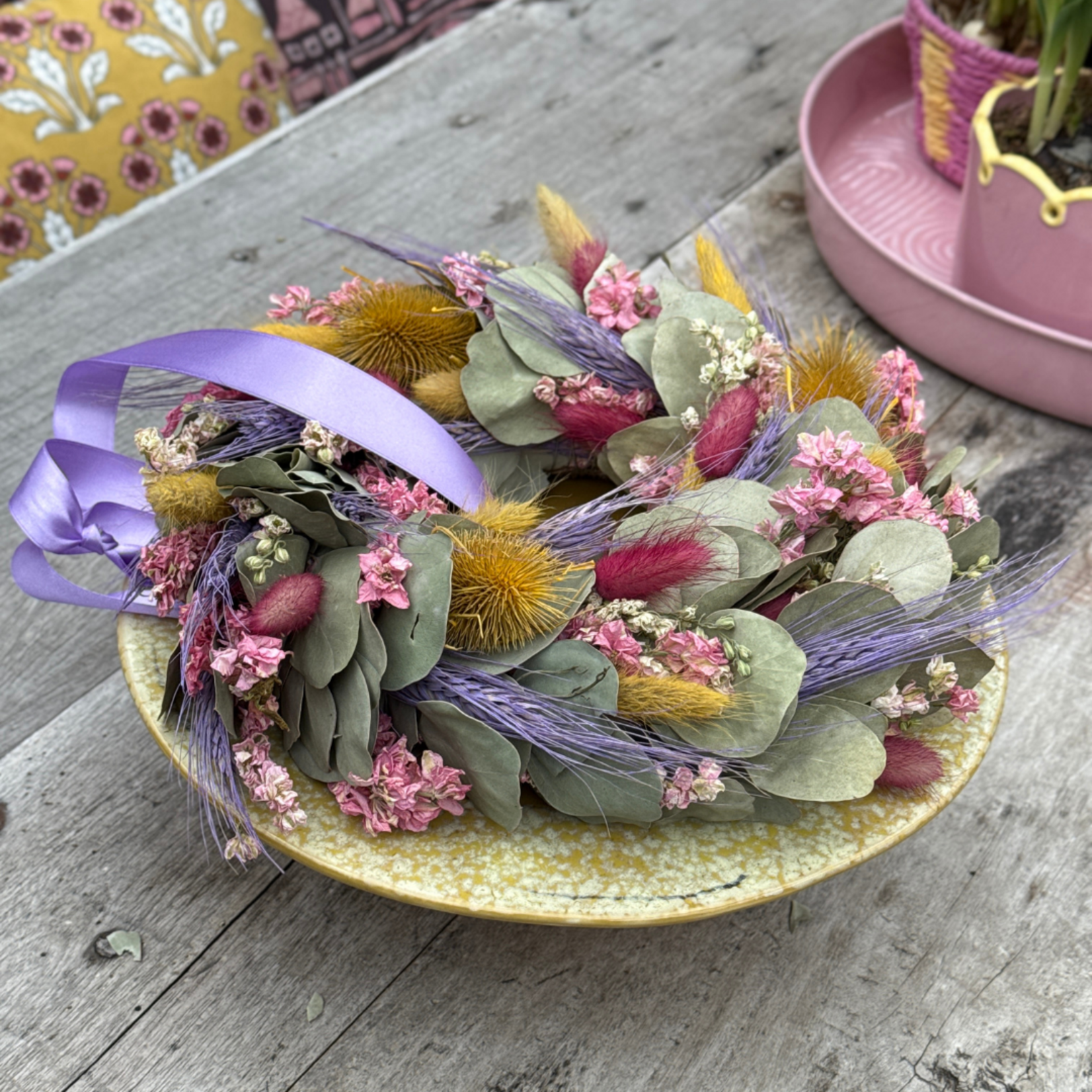 Lenteweek aanbieding - Lentekrans multicolor - Geel