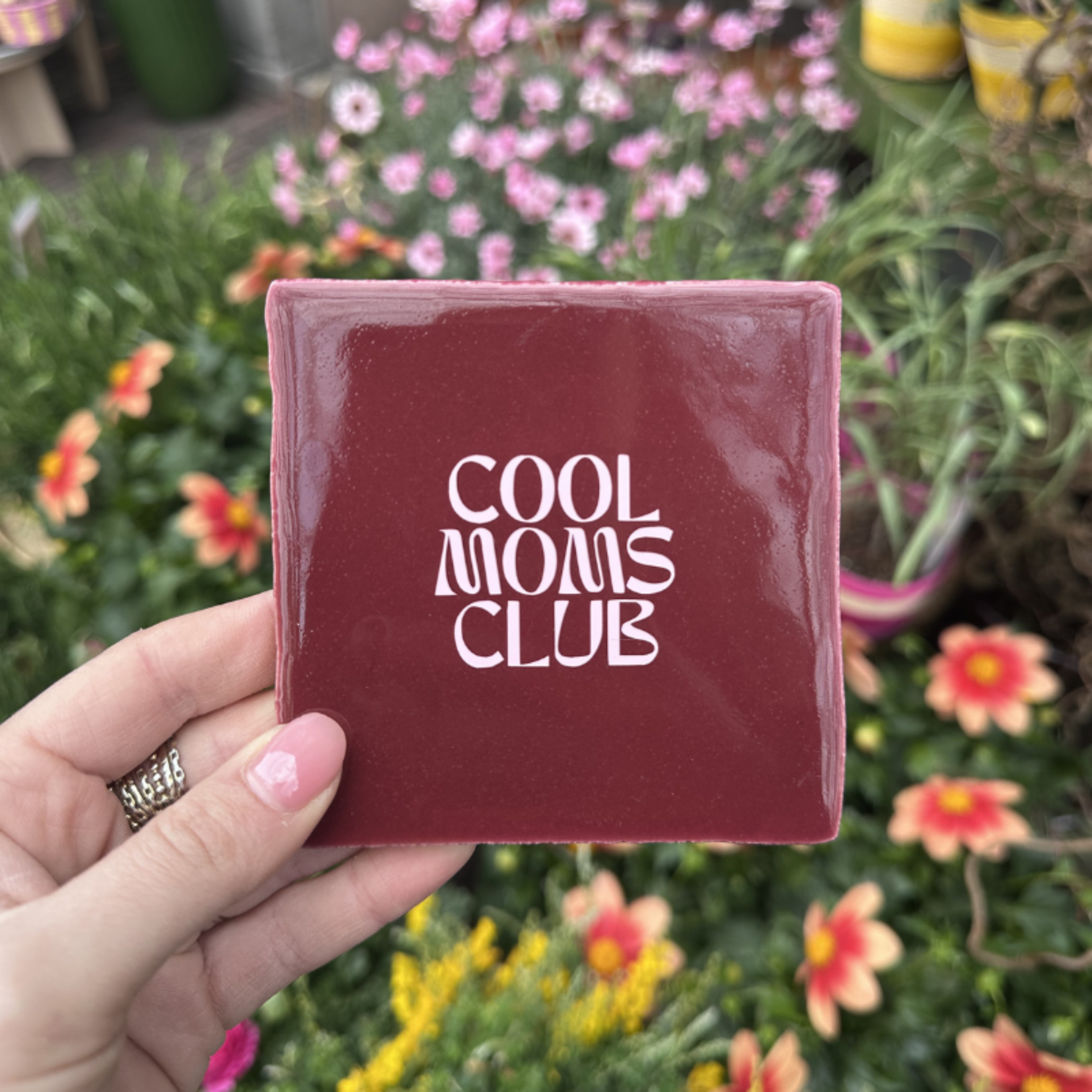Tegeltje - Cool moms club - bordeaux/roze