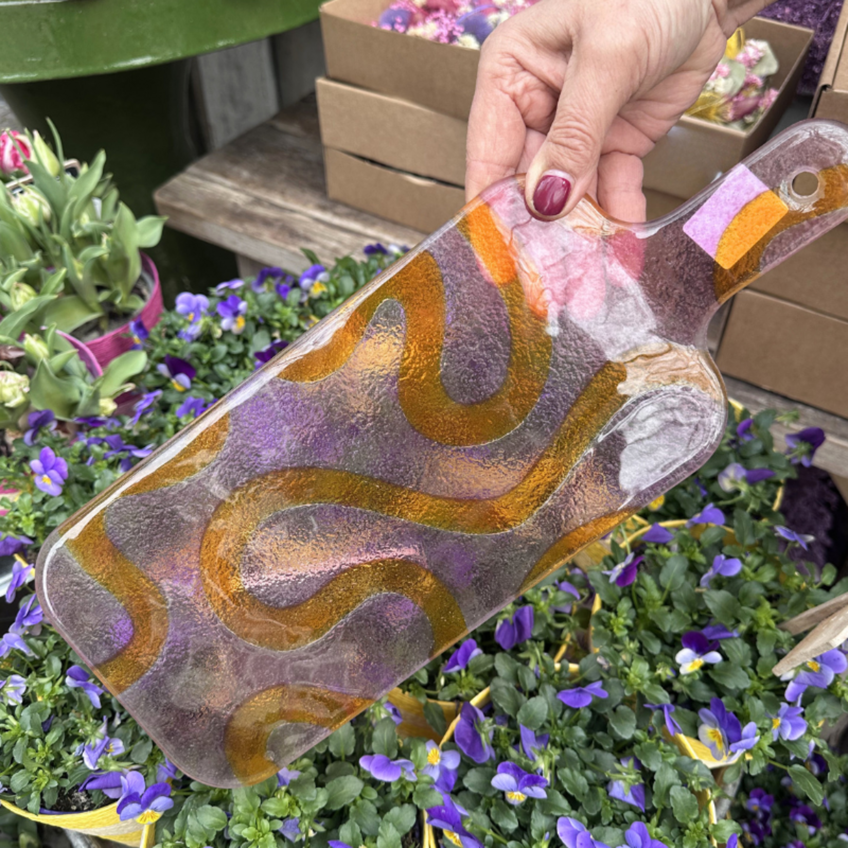 Borrelplank - Glas - Multicolor - S