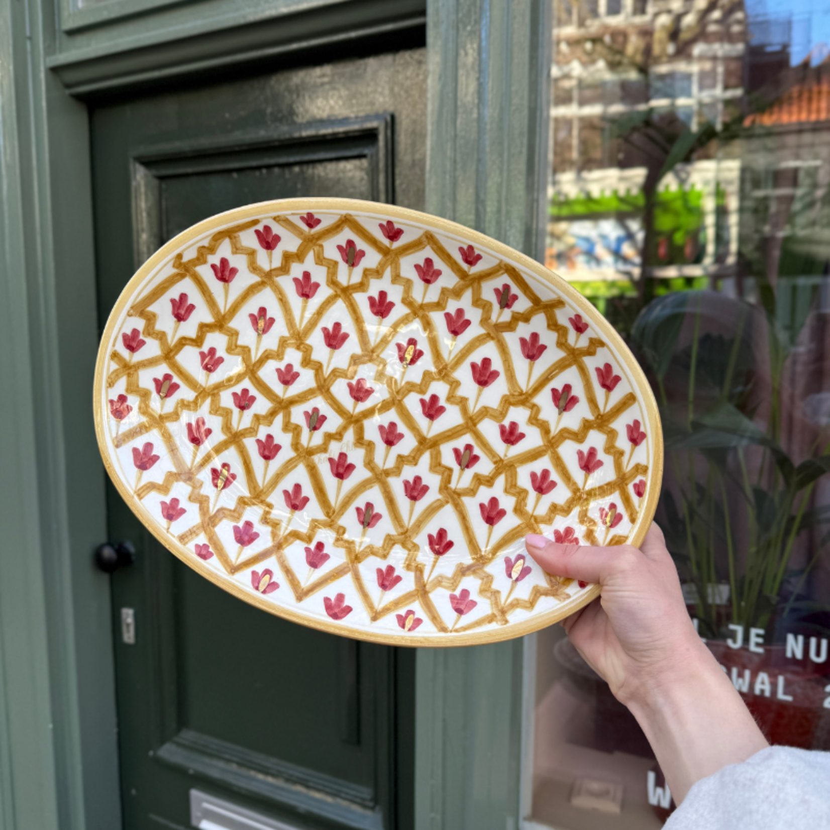 Chabi Chic Chabi Chic - serveerbord - geel/bordeaux