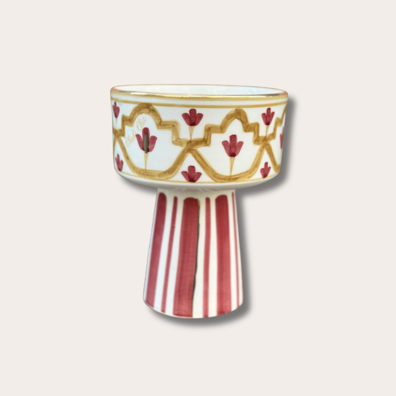 Chabi Chic Chabi Chic - schaal op voet groot - geel/bordeaux