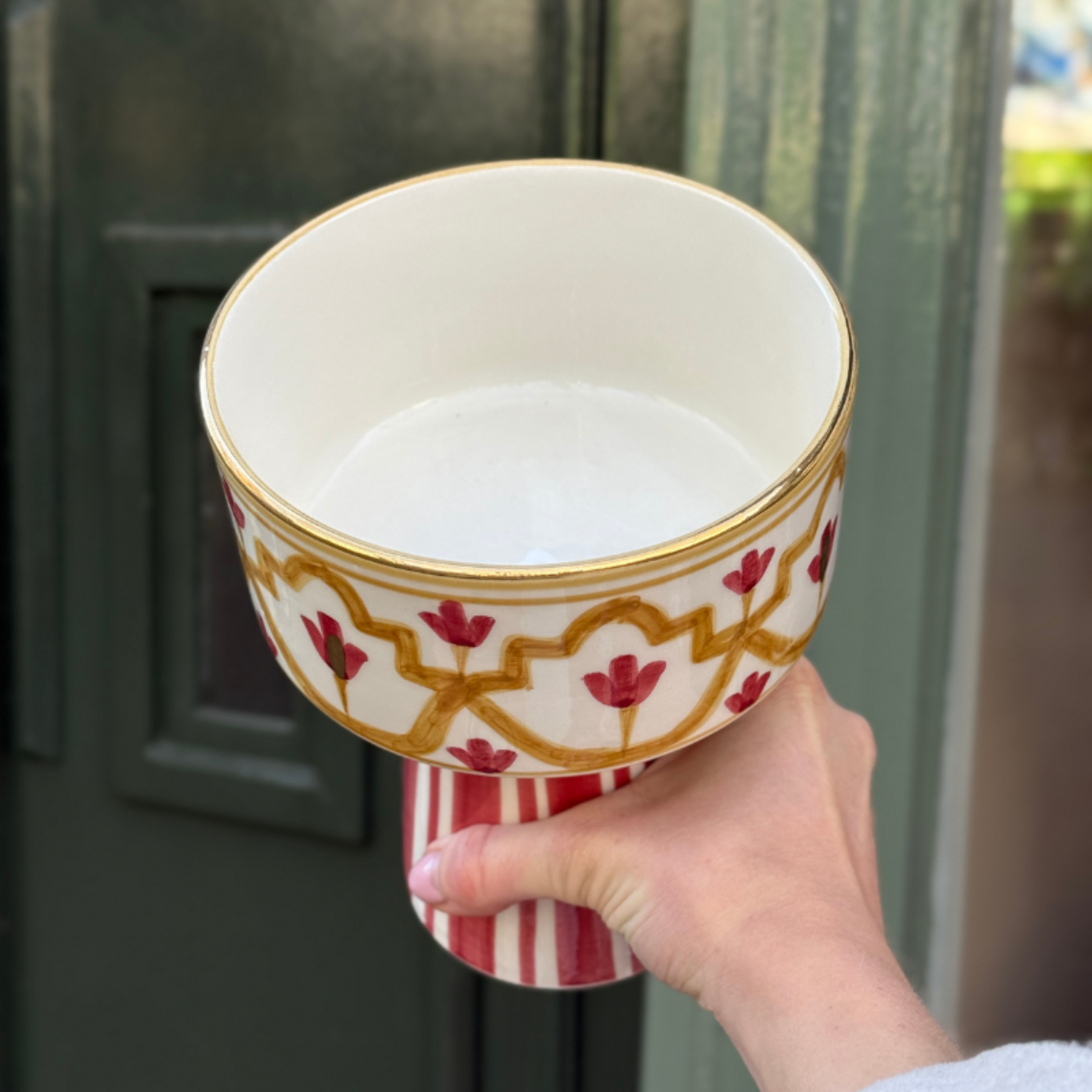 Chabi Chic Chabi Chic - schaal op voet groot - geel/bordeaux