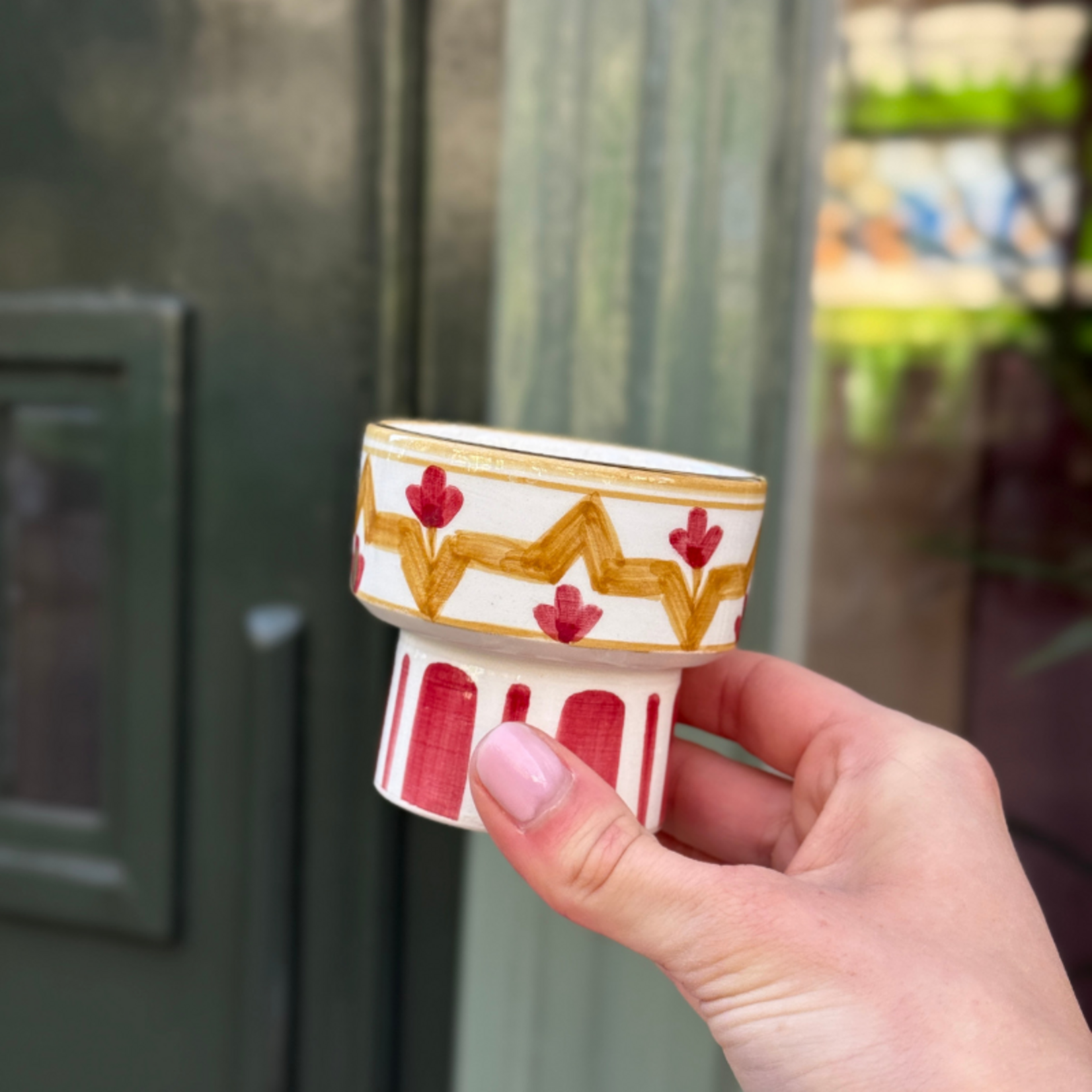 Chabi Chic Chabi Chic - schaaltje op voet - geel/bordeaux