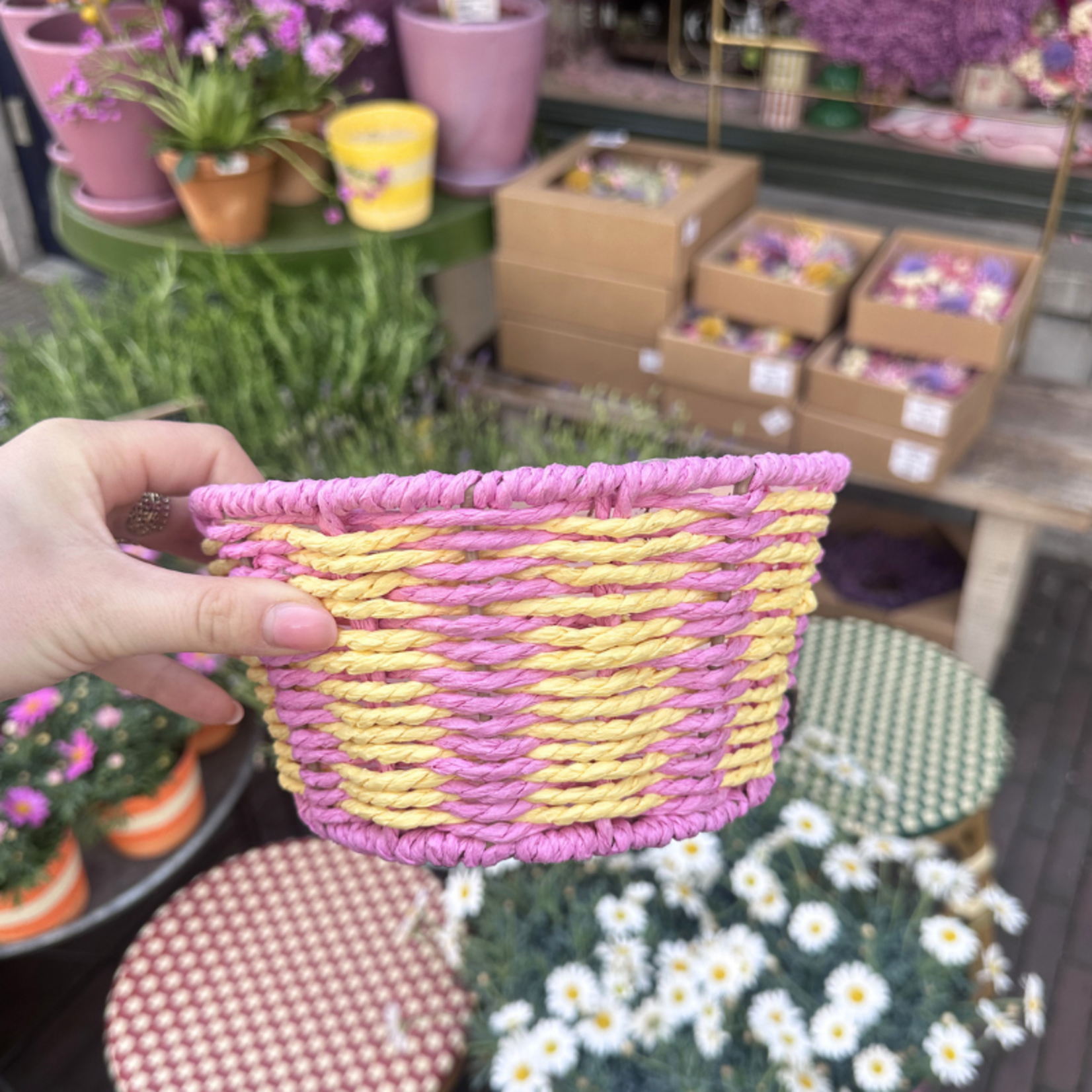 Mandje - Lola - Roze/geel