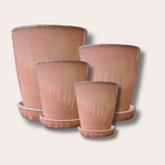 Geglazuurde pot met schotel - Abby - zacht roze