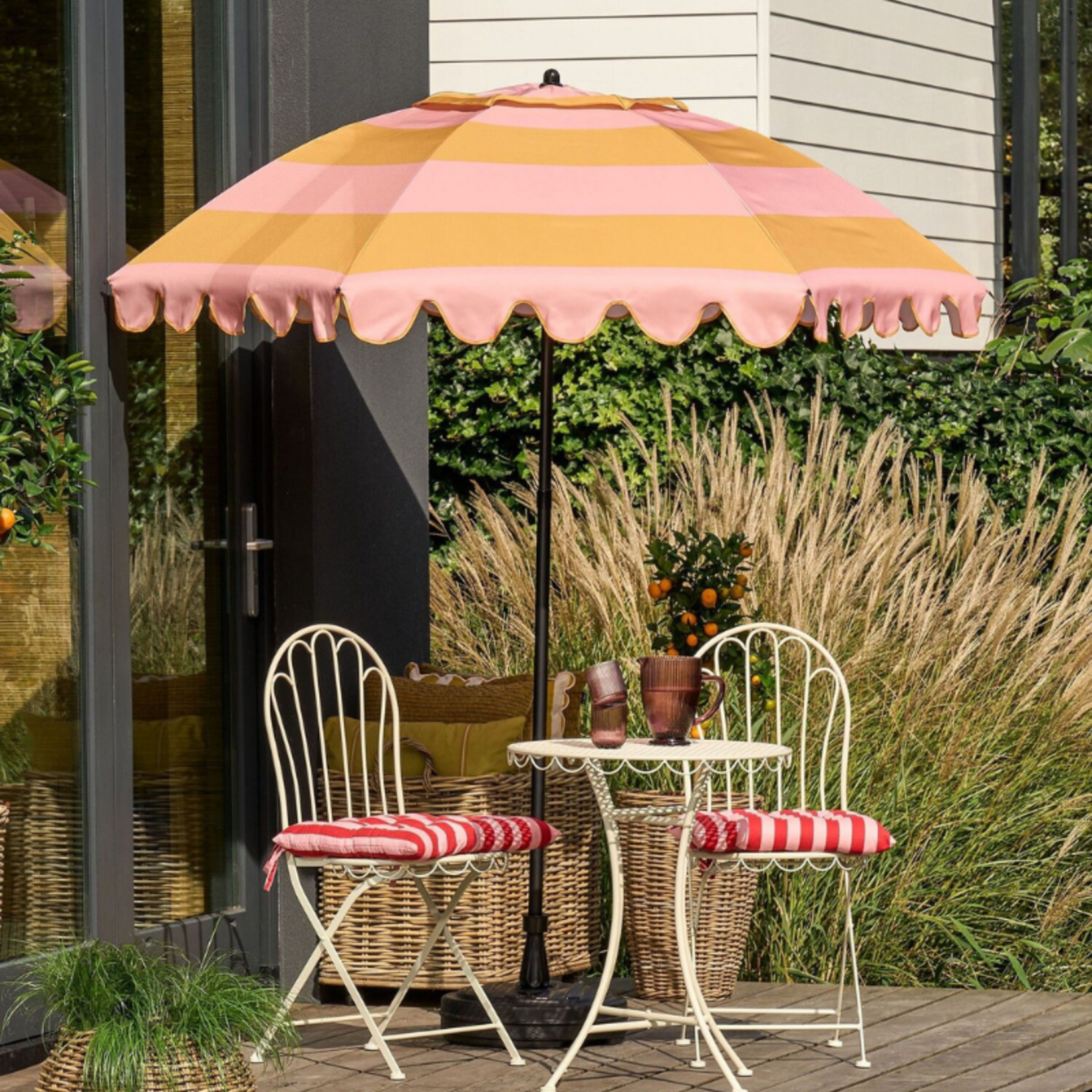 Parasol - Streep - Geel/roze