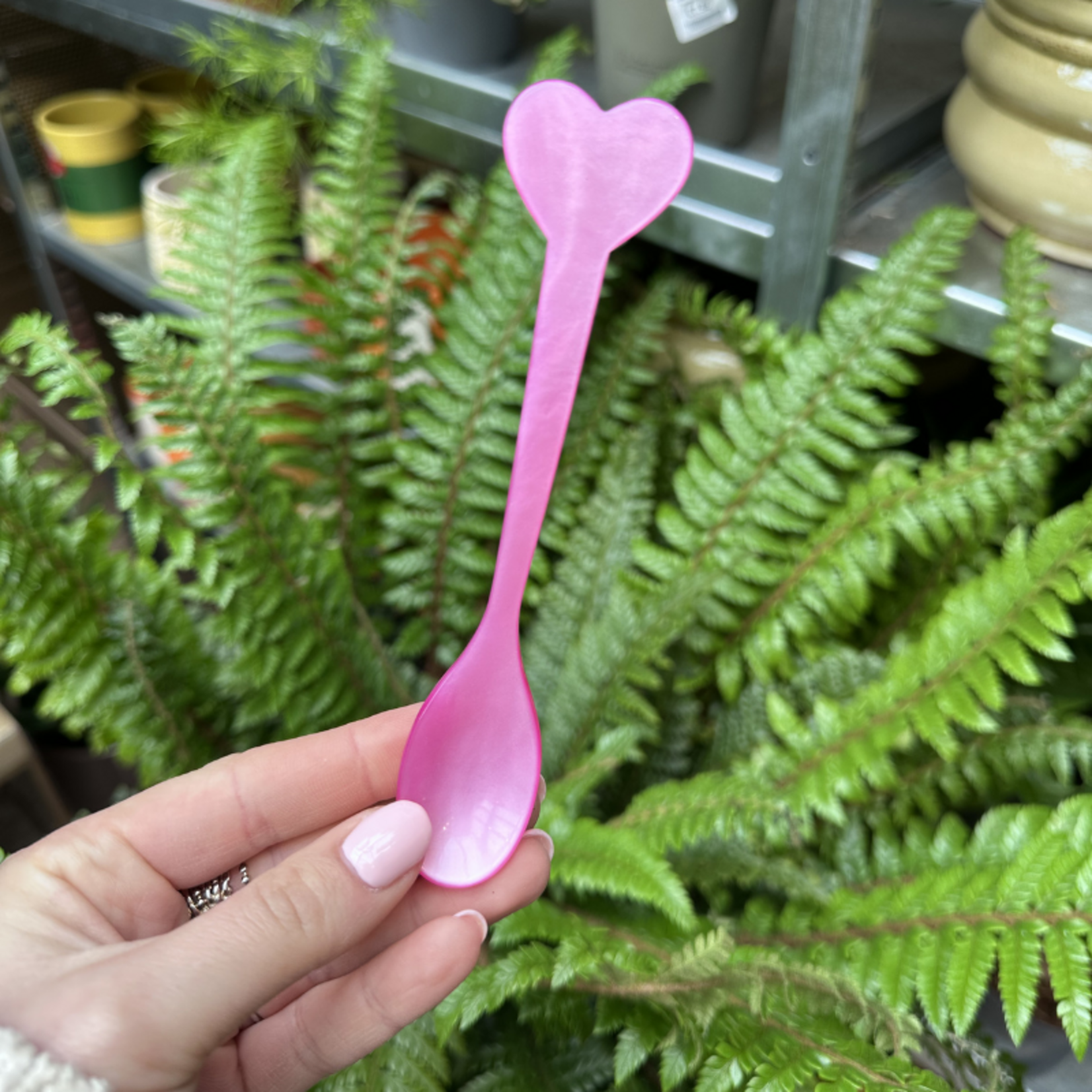 Lepel acrylglas - Hartje - Roze