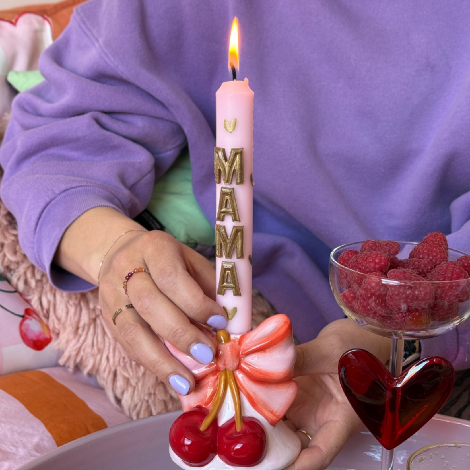 Kaars met tekst - Mama - Roze/goud